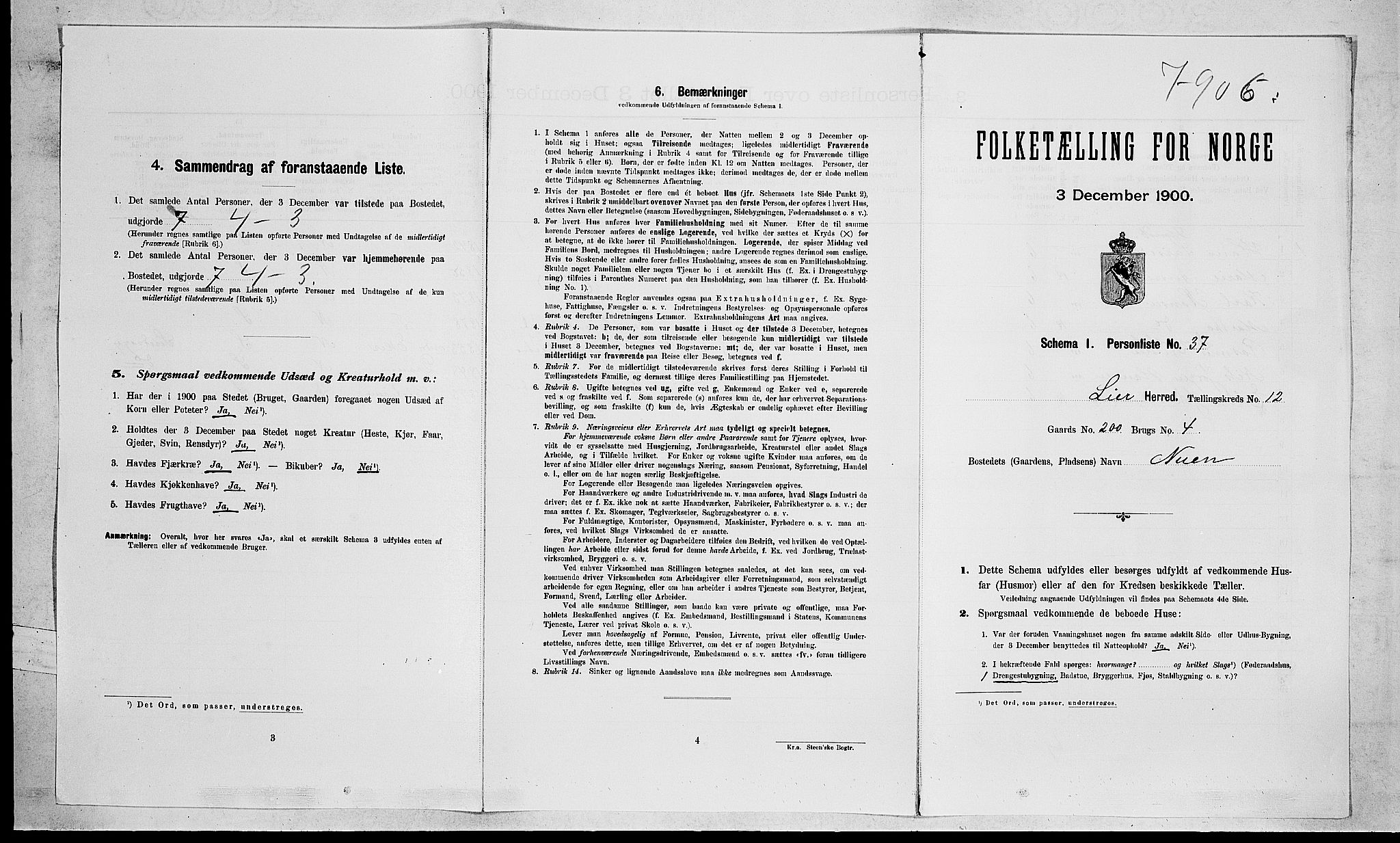 RA, Folketelling 1900 for 0626 Lier herred, 1900, s. 2088