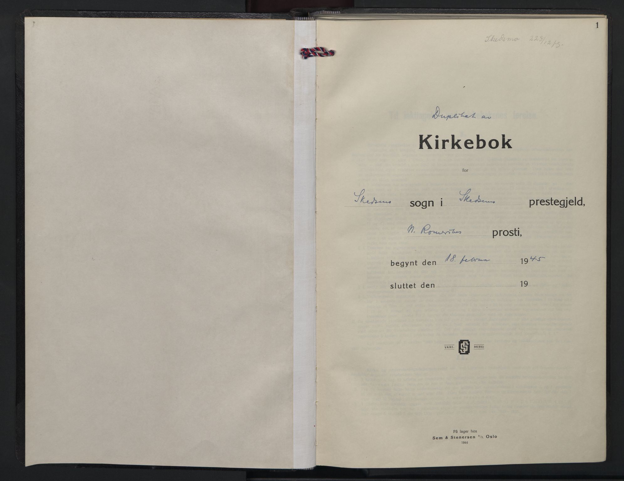 Skedsmo prestekontor Kirkebøker, SAO/A-10033a/G/Ga/L0008: Klokkerbok nr. I 8, 1945-1958, s. 1