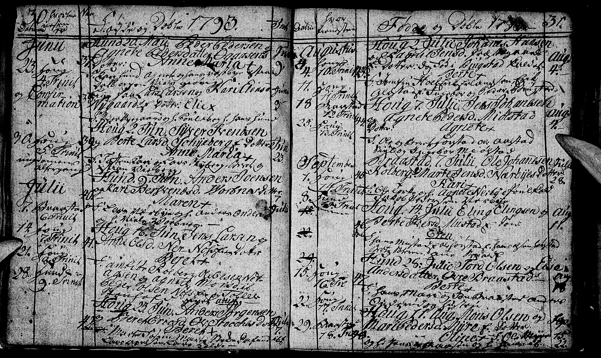 Vardal prestekontor, SAH/PREST-100/H/Ha/Hab/L0002: Klokkerbok nr. 2, 1790-1803, s. 30-31