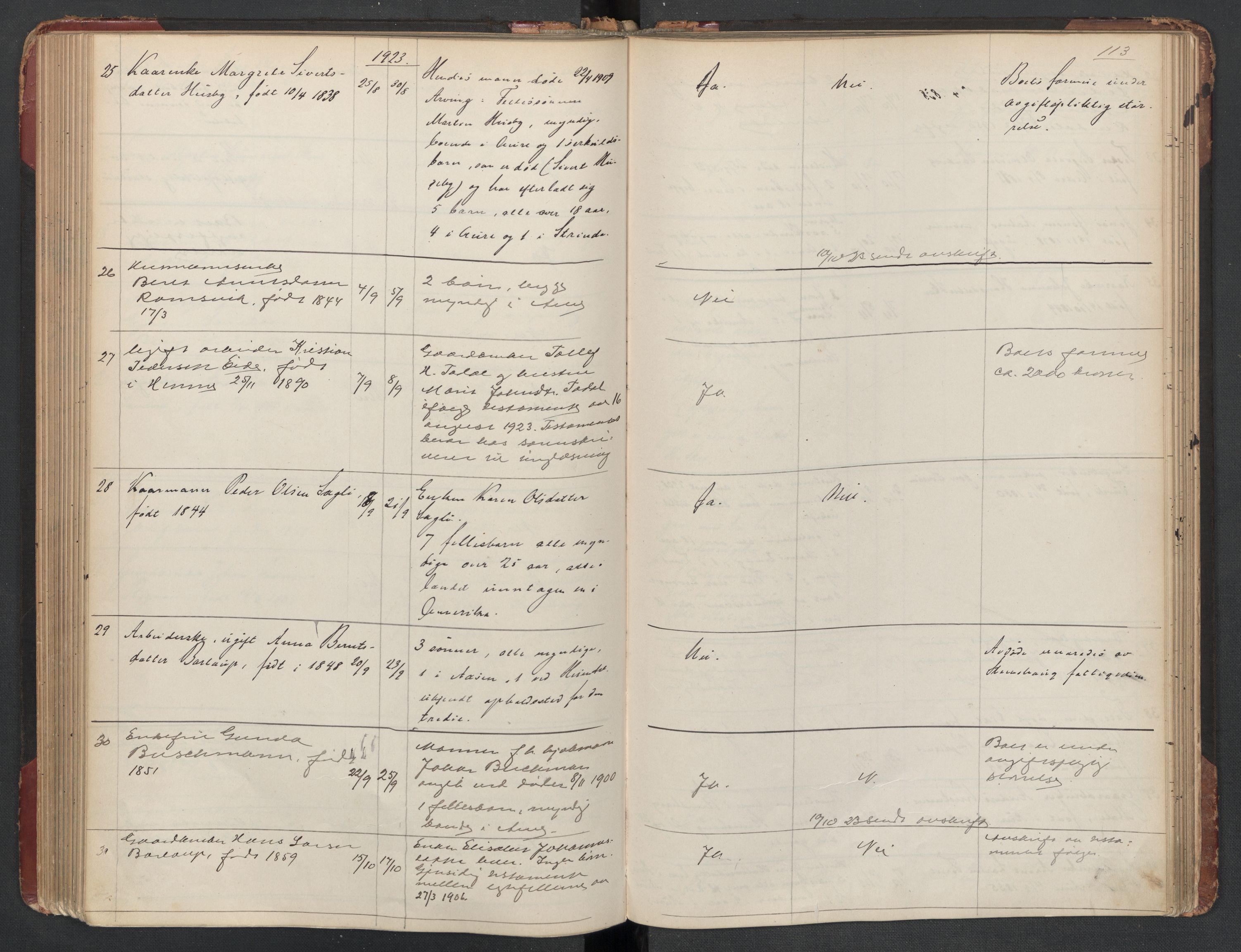 Aure lensmannskontor, AV/SAT-A-1088/1/02/L0003: 2.01.03 Dødsfallsprotokoll, 1906-1926, s. 113