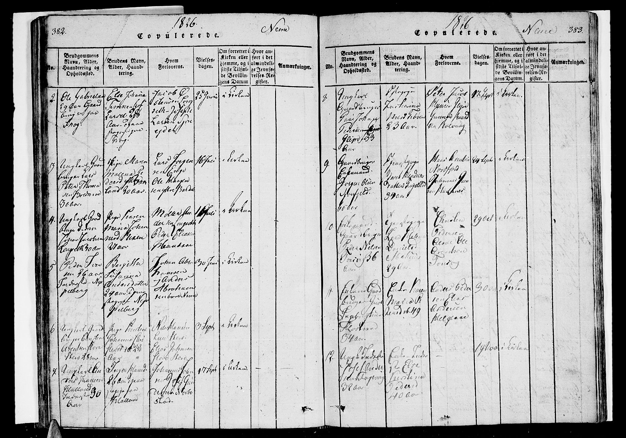 Ministerialprotokoller, klokkerbøker og fødselsregistre - Nordland, SAT/A-1459/838/L0546: Ministerialbok nr. 838A05 /1, 1820-1828, s. 382-383