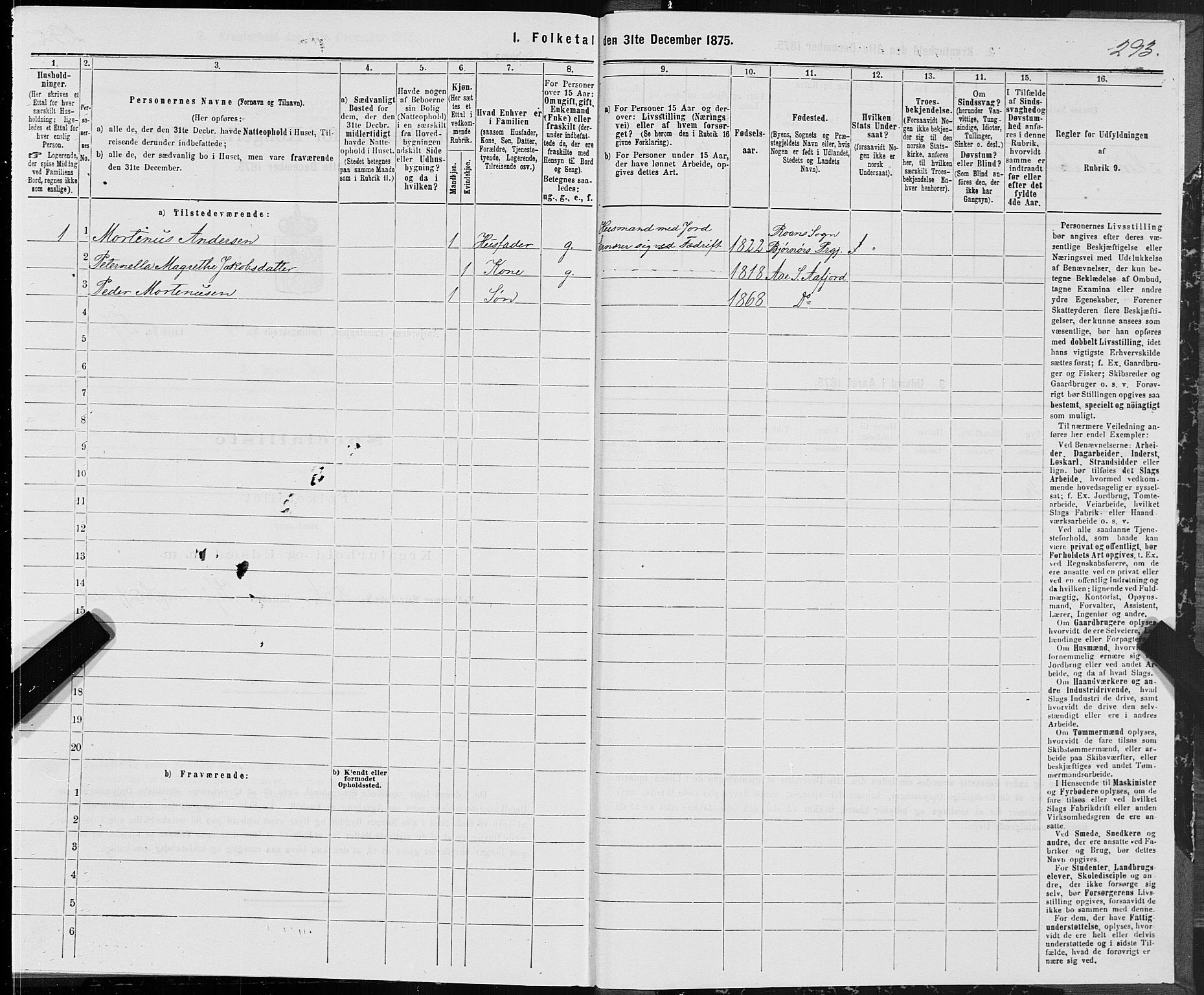 SAT, Folketelling 1875 for 1630P Aafjorden prestegjeld, 1875, s. 2293