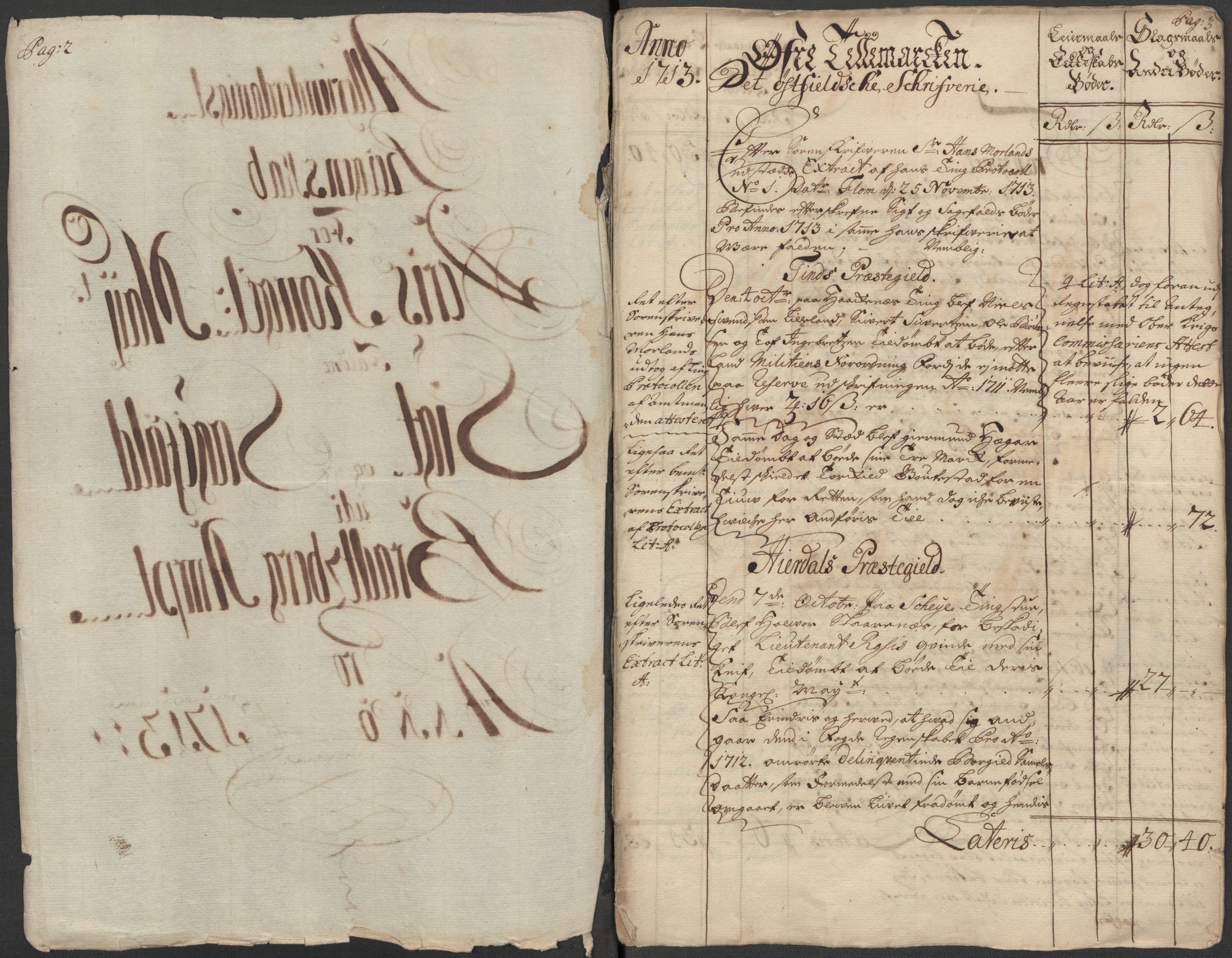 Rentekammeret inntil 1814, Reviderte regnskaper, Fogderegnskap, AV/RA-EA-4092/R36/L2125: Fogderegnskap Øvre og Nedre Telemark og Bamble, 1713, s. 133