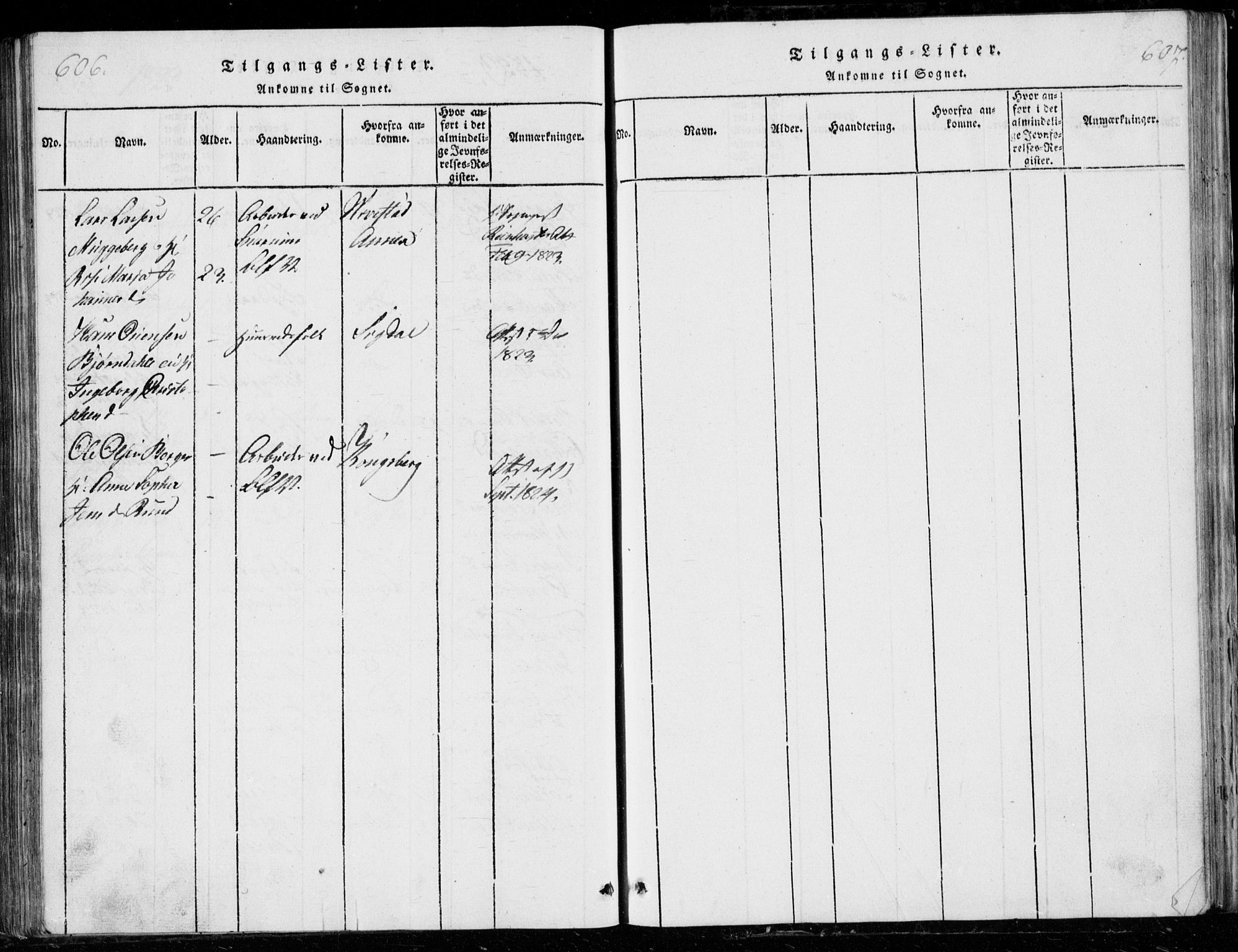 Modum kirkebøker, AV/SAKO-A-234/G/Ga/L0001: Klokkerbok nr. I 1, 1818-1824, s. 606-607