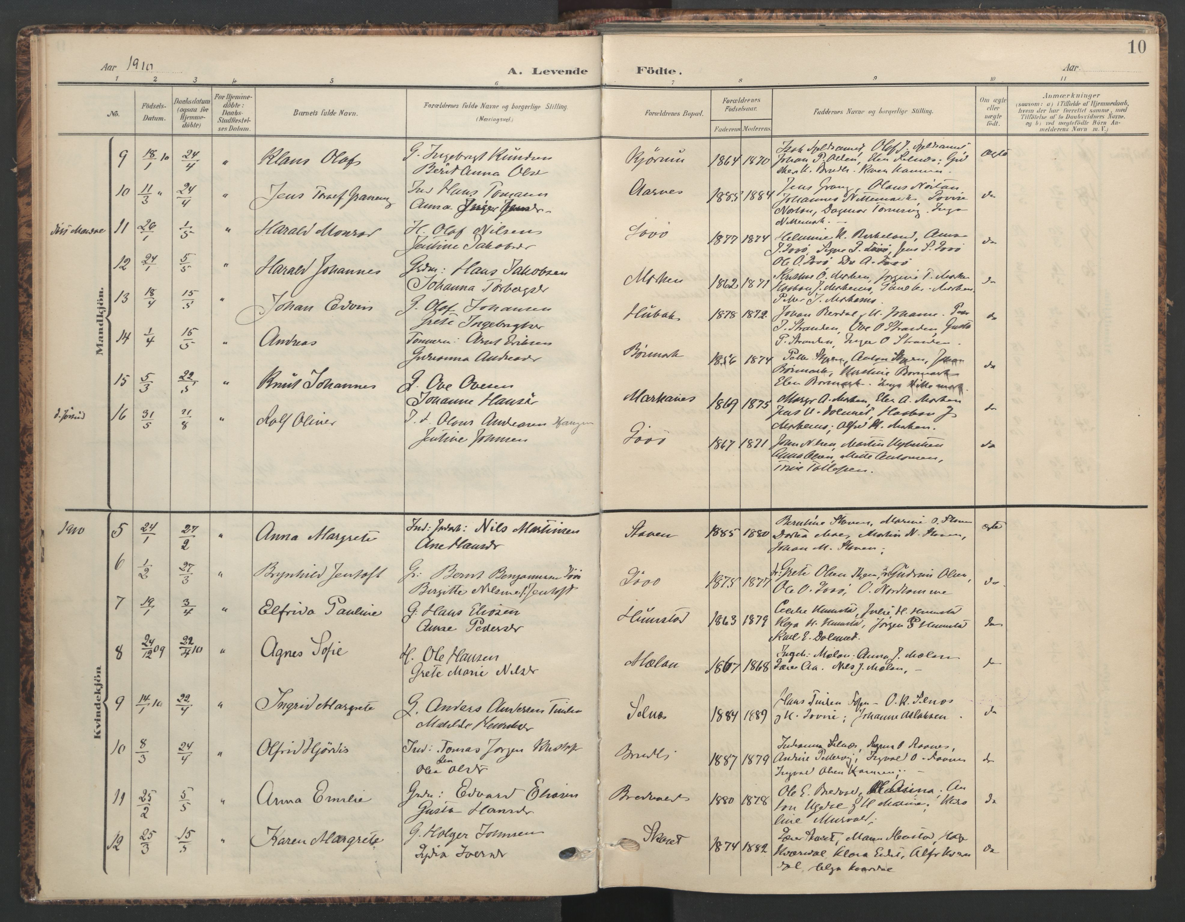 Ministerialprotokoller, klokkerbøker og fødselsregistre - Sør-Trøndelag, AV/SAT-A-1456/655/L0682: Ministerialbok nr. 655A11, 1908-1922, s. 10
