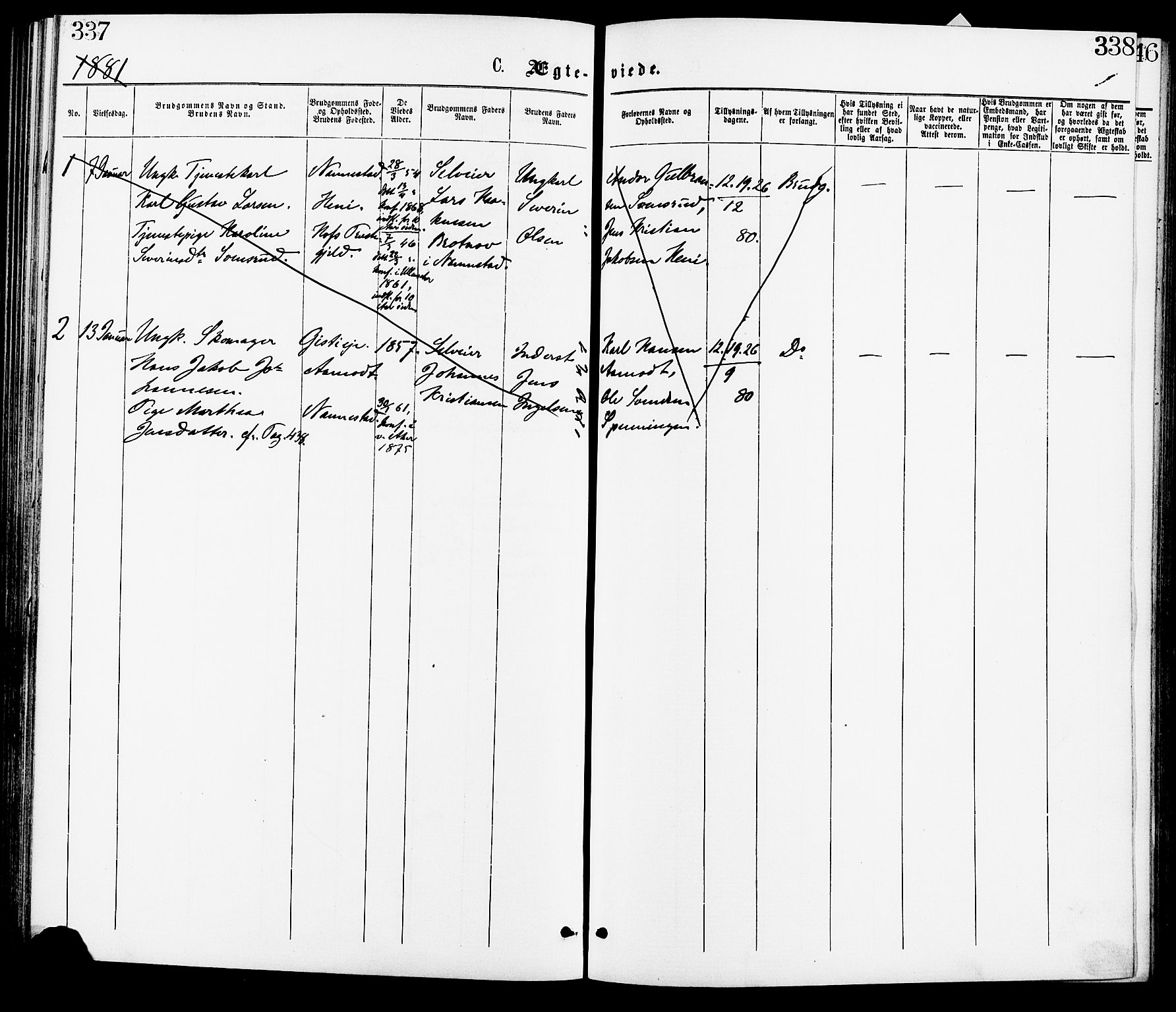 Gjerdrum prestekontor Kirkebøker, AV/SAO-A-10412b/F/Fa/L0008: Ministerialbok nr. I 8, 1867-1880, s. 337-338