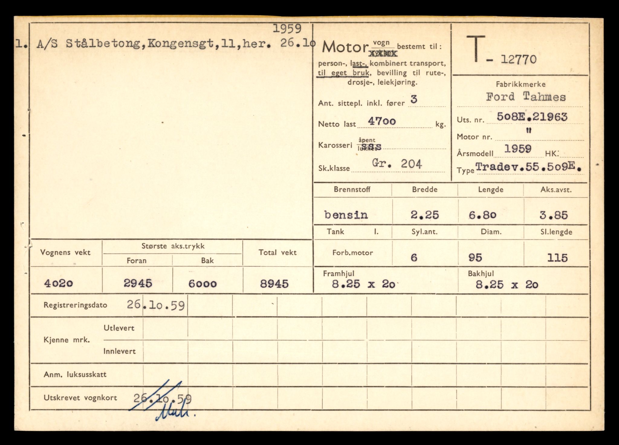 Møre og Romsdal vegkontor - Ålesund trafikkstasjon, AV/SAT-A-4099/F/Fe/L0035: Registreringskort for kjøretøy T 12653 - T 12829, 1927-1998, s. 2752