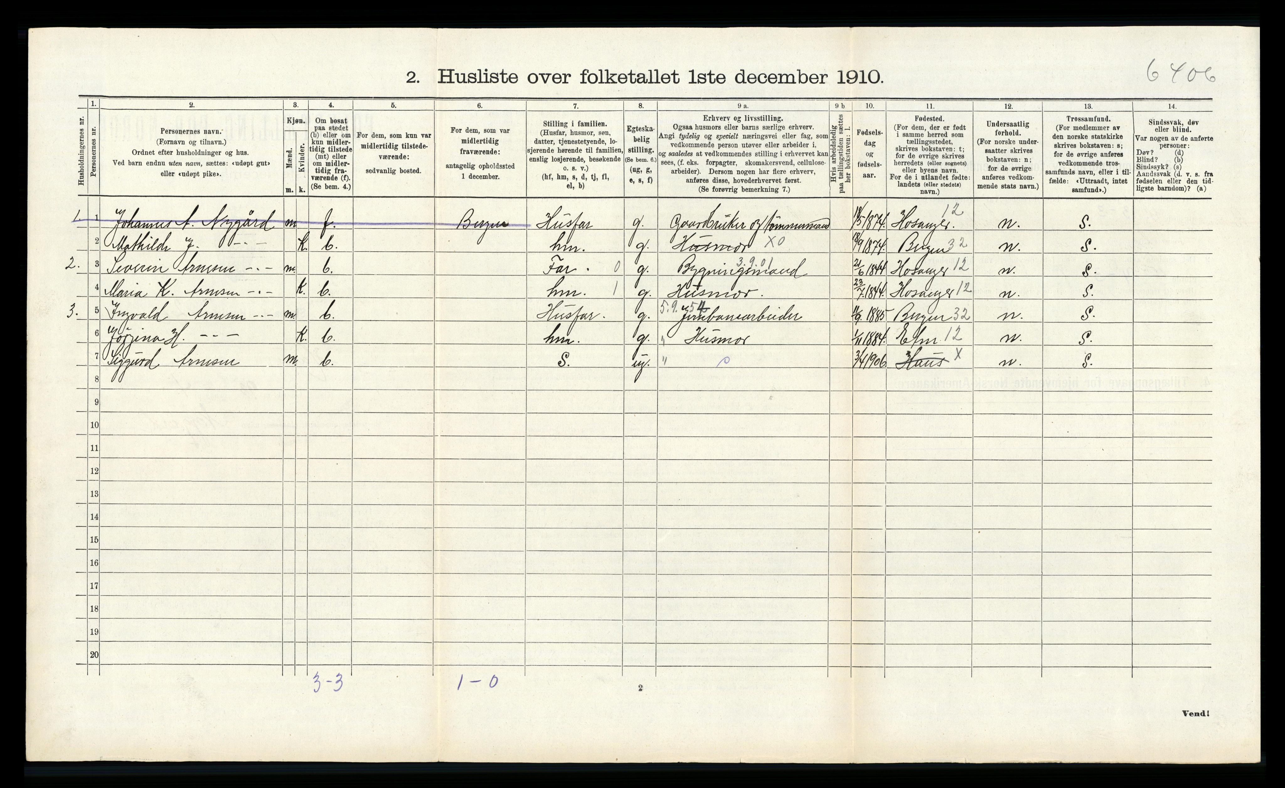 RA, Folketelling 1910 for 1250 Haus herred, 1910, s. 1123