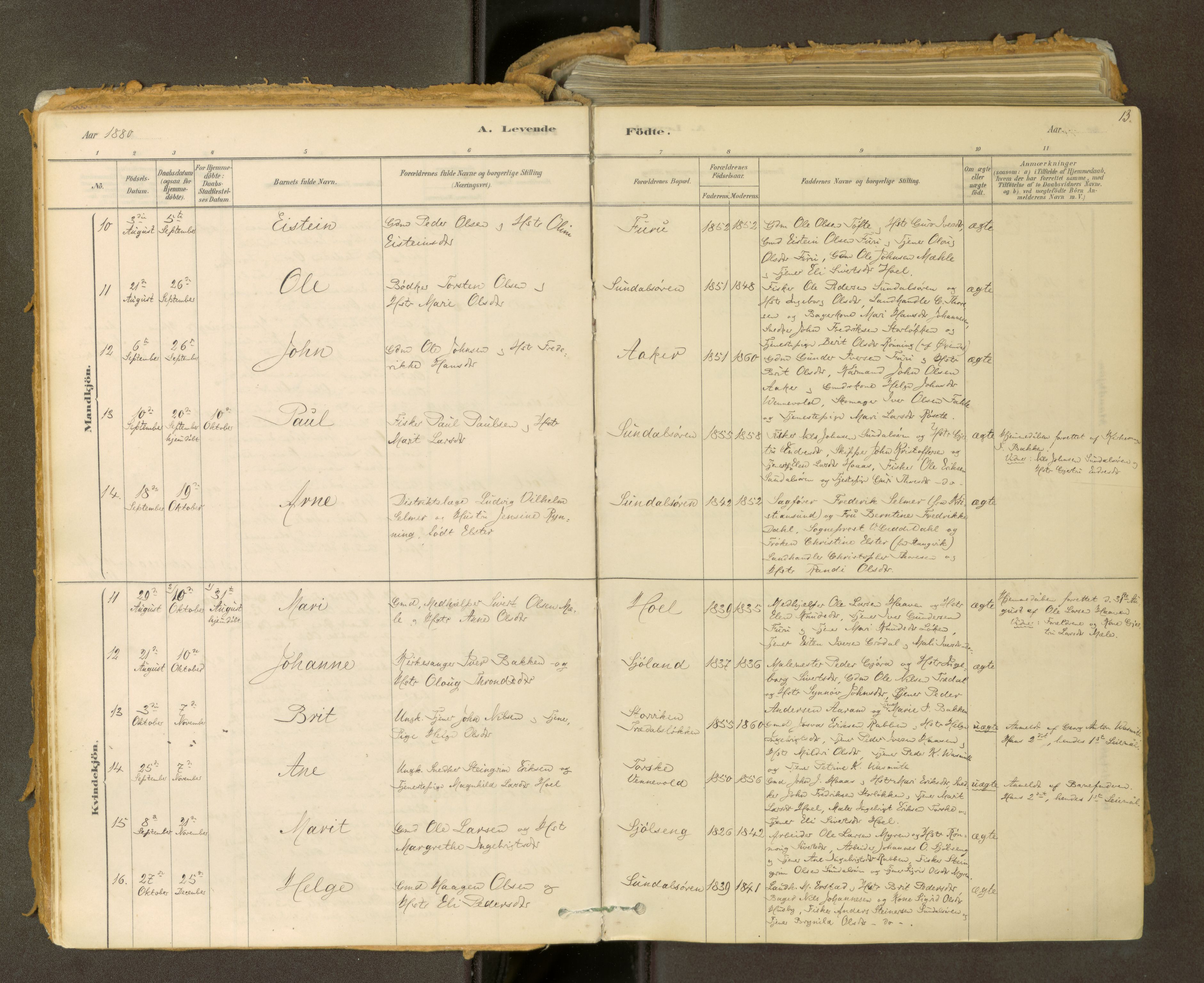 Sunndal sokneprestkontor, SAT/A-1085/1/I/I1/I1a: Ministerialbok nr. 2, 1877-1914, s. 13