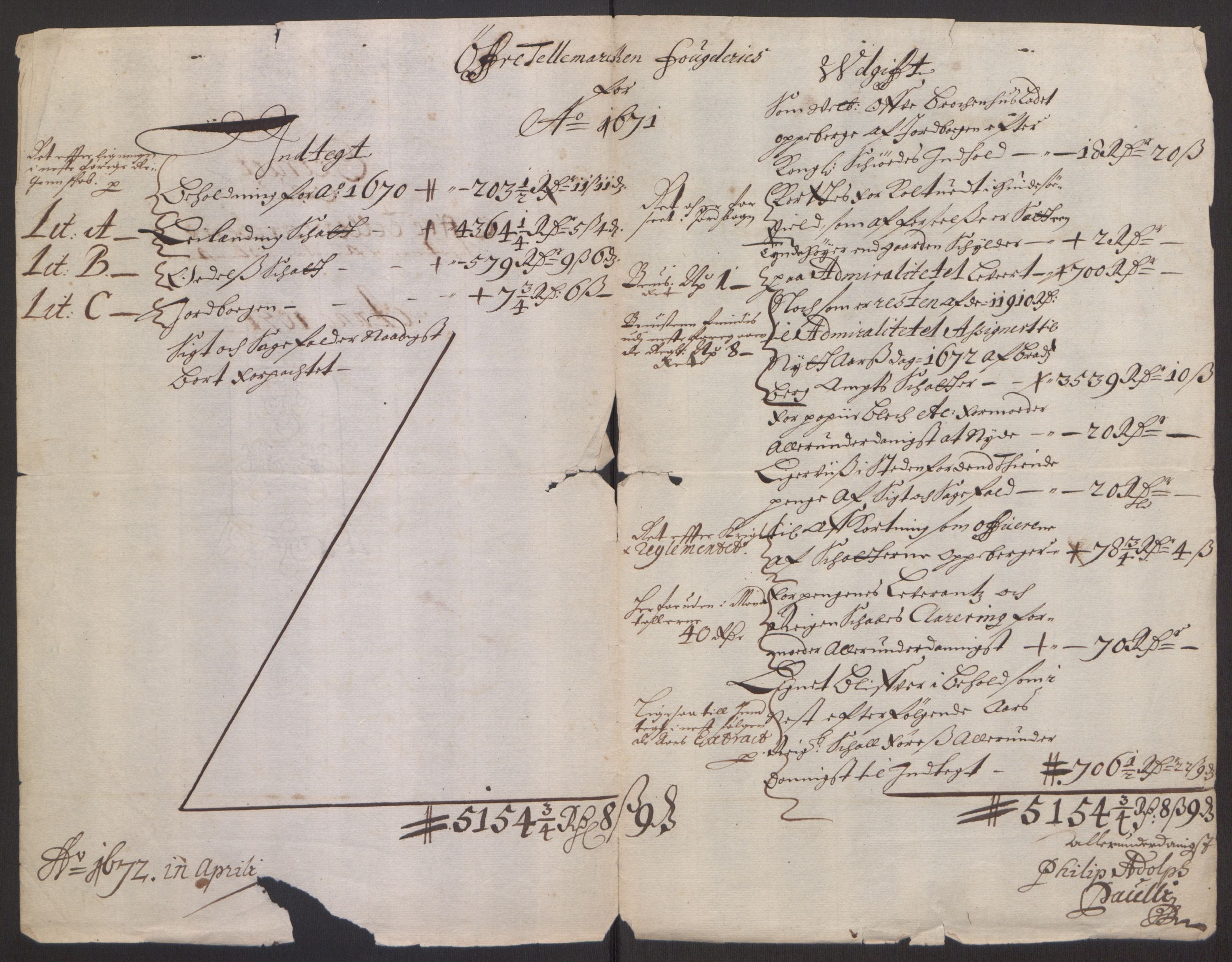 Rentekammeret inntil 1814, Reviderte regnskaper, Fogderegnskap, AV/RA-EA-4092/R35/L2060: Fogderegnskap Øvre og Nedre Telemark, 1671-1672, s. 4