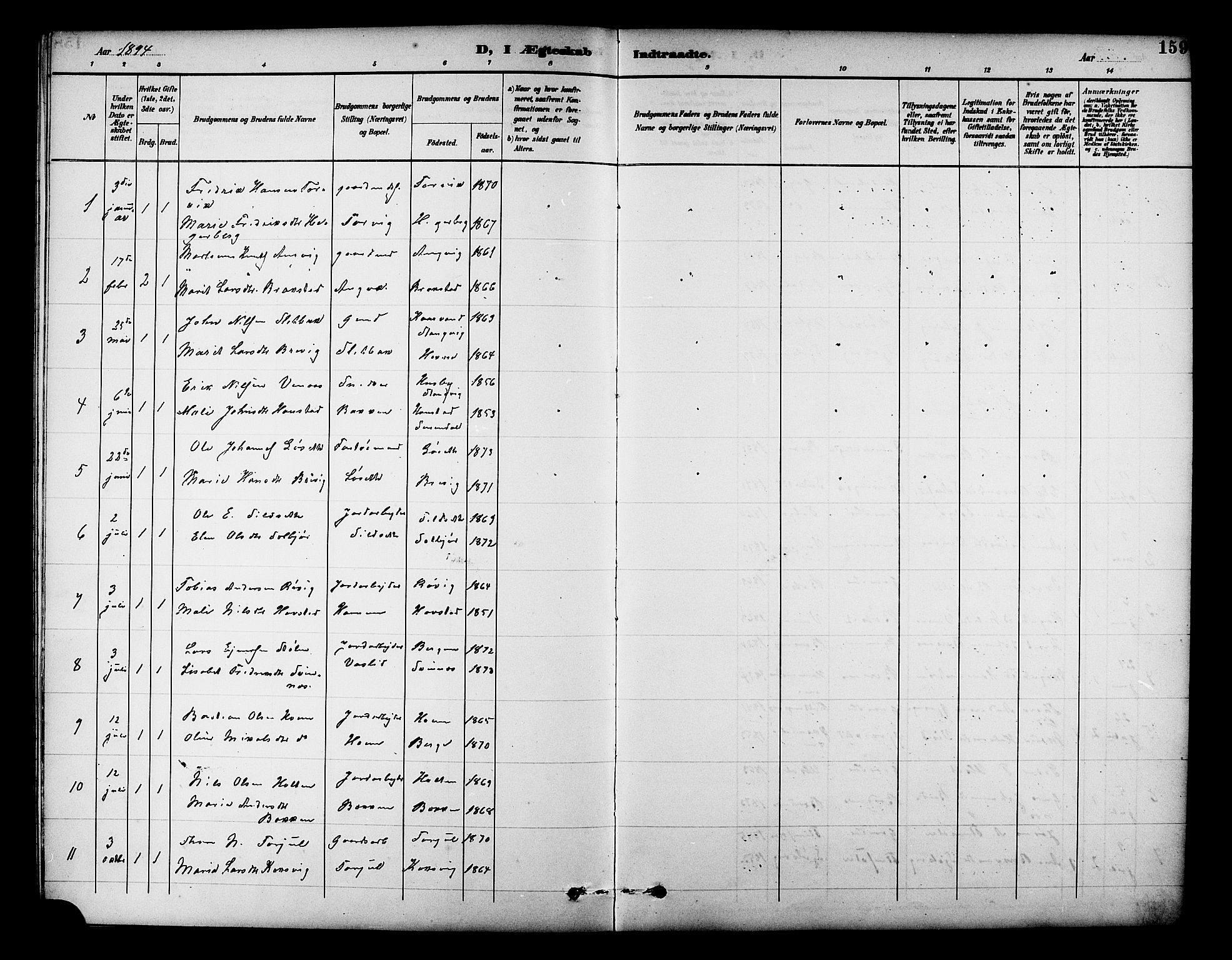 Ministerialprotokoller, klokkerbøker og fødselsregistre - Møre og Romsdal, AV/SAT-A-1454/586/L0992: Klokkerbok nr. 586C03, 1892-1909, s. 159