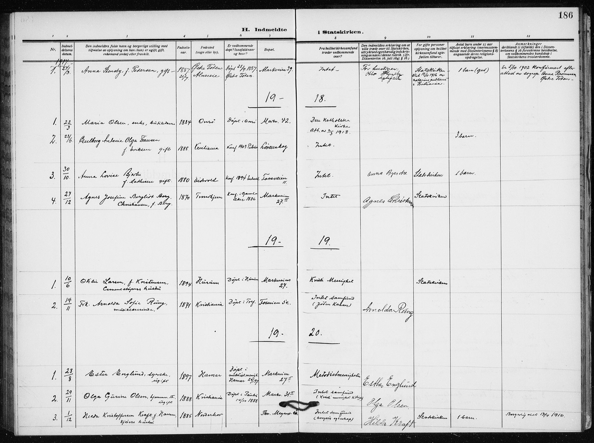Hauge prestekontor Kirkebøker, AV/SAO-A-10849/F/Fa/L0002: Ministerialbok nr. 2, 1917-1938, s. 186