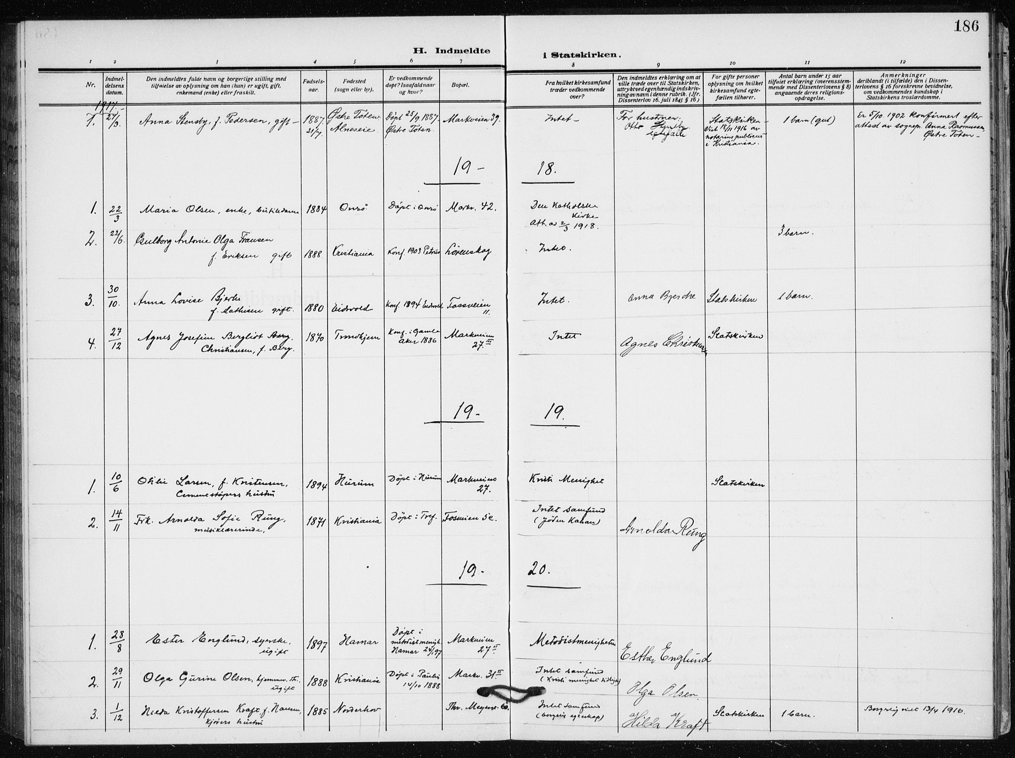 Hauge prestekontor Kirkebøker, SAO/A-10849/F/Fa/L0002: Ministerialbok nr. 2, 1917-1938, s. 186