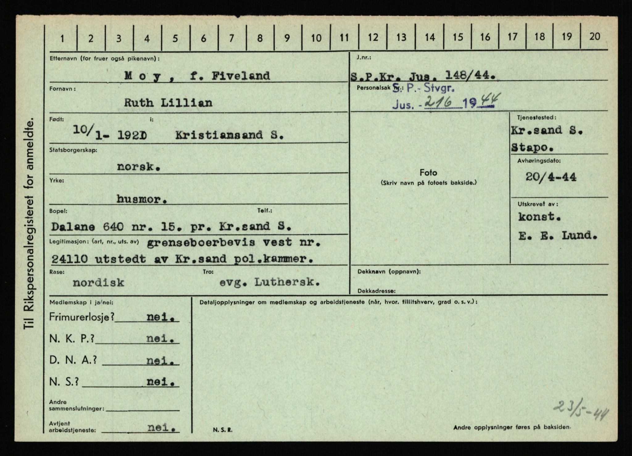 Statspolitiet - Hovedkontoret / Osloavdelingen, AV/RA-S-1329/C/Ca/L0011: Molberg - Nøstvold, 1943-1945, s. 365