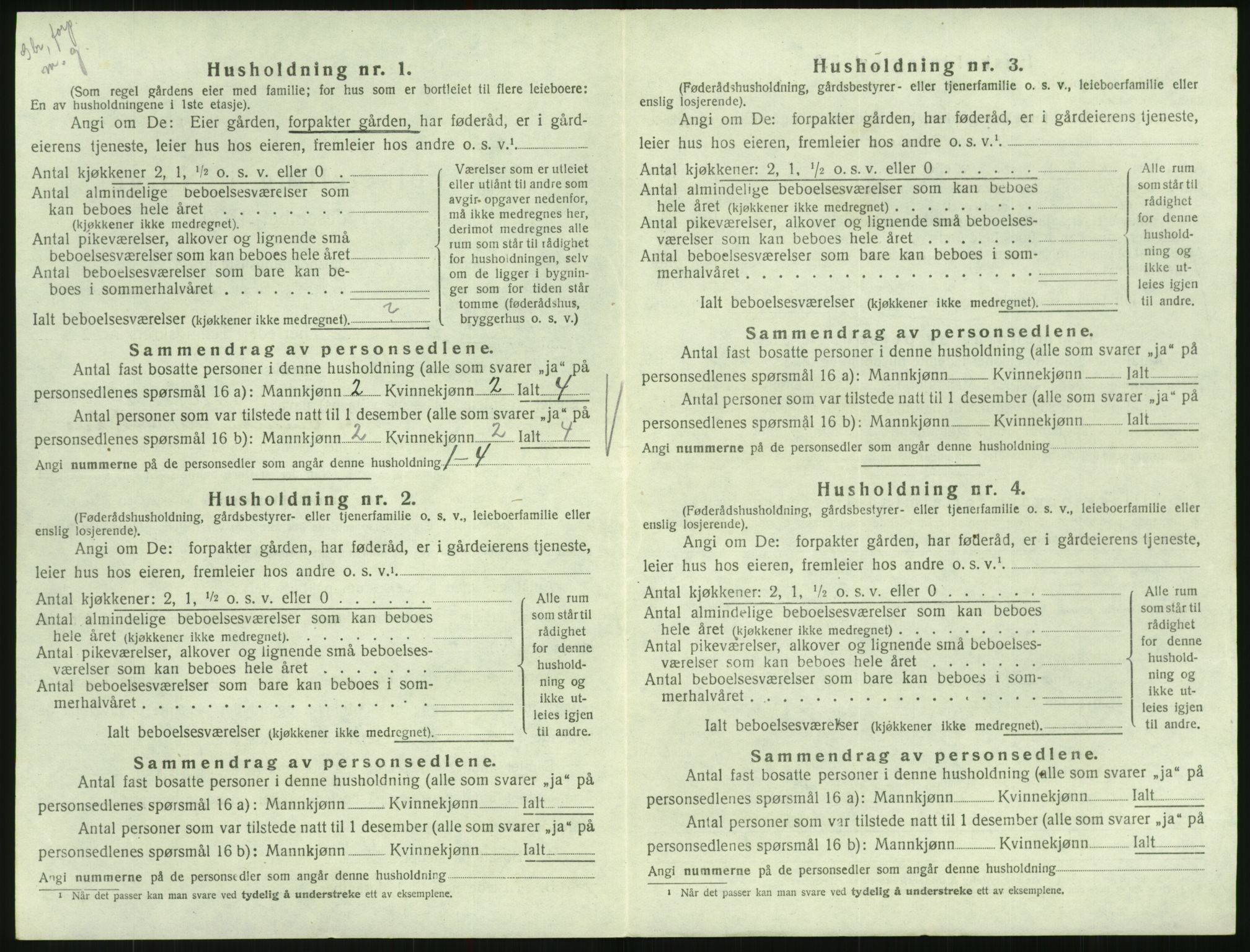 SAK, Folketelling 1920 for 0936 Hornnes herred, 1920, s. 284