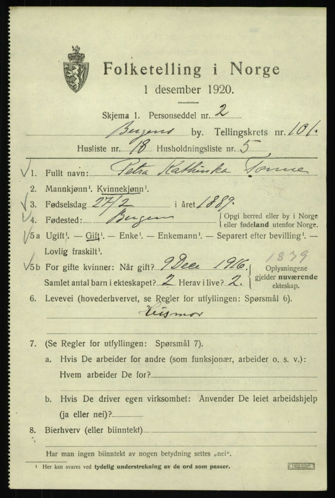 SAB, Folketelling 1920 for 1301 Bergen kjøpstad, 1920, s. 177134