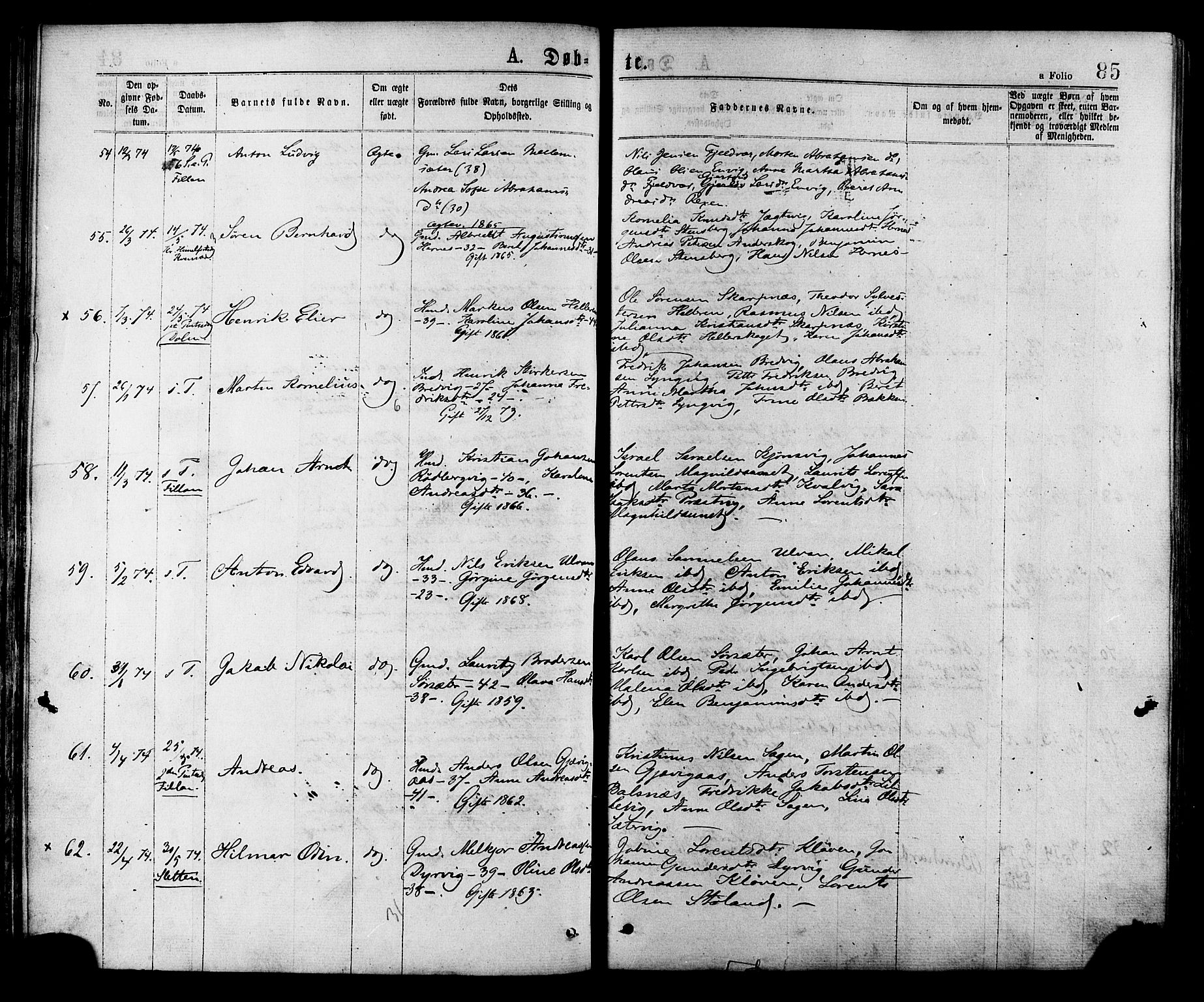 Ministerialprotokoller, klokkerbøker og fødselsregistre - Sør-Trøndelag, SAT/A-1456/634/L0532: Ministerialbok nr. 634A08, 1871-1881, s. 85