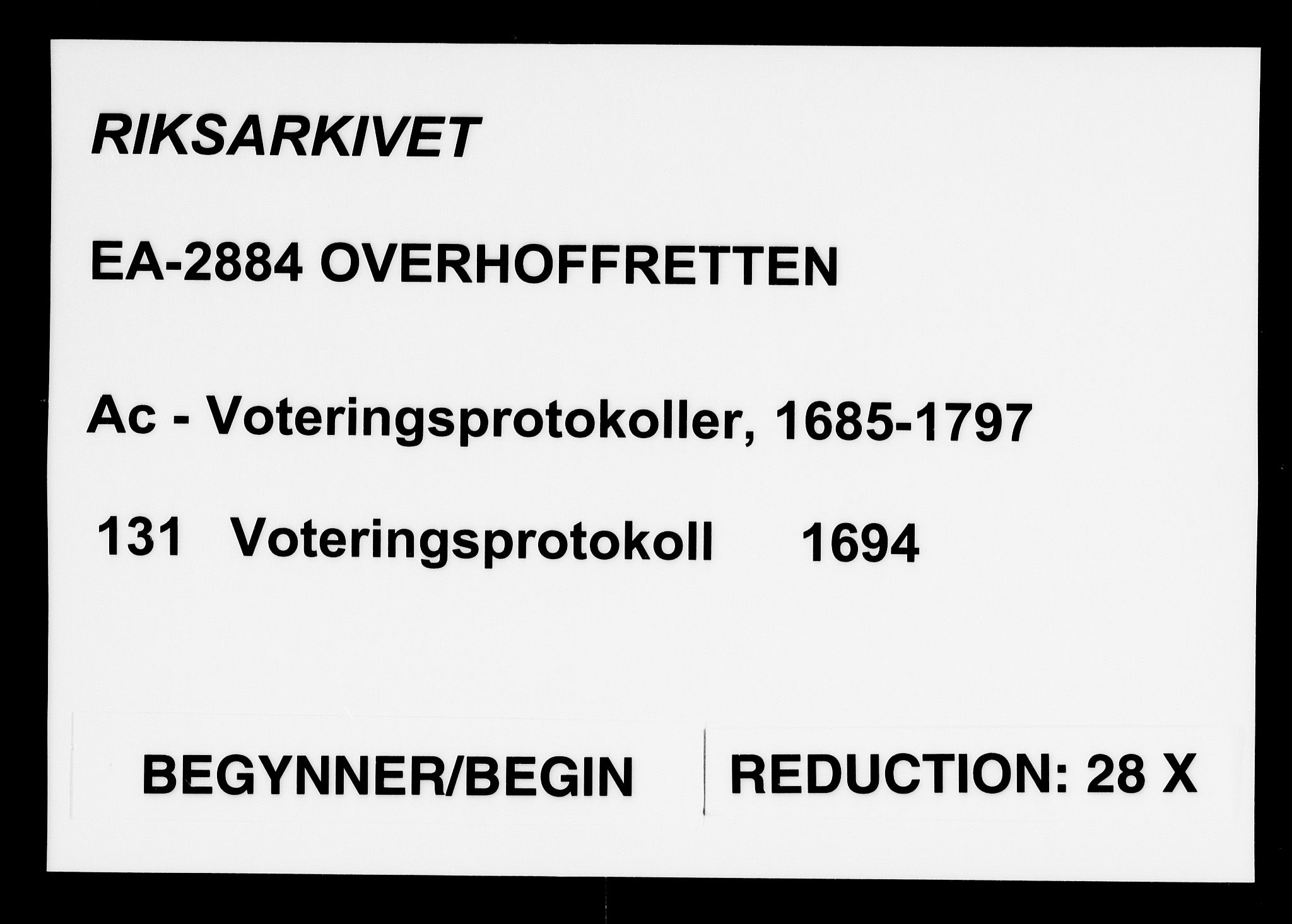 Overhoffretten 1667-1797, RA/EA-2884/Ac/L0131: Voteringsprotokoll, 1694