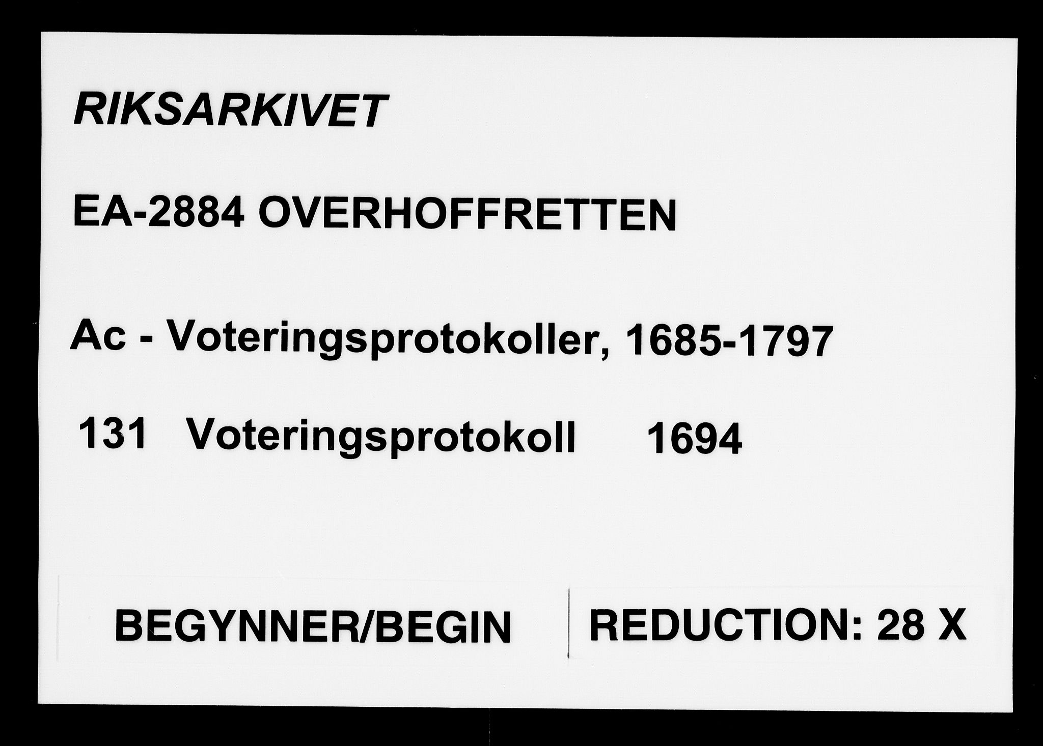 Overhoffretten 1667-1797, AV/RA-EA-2884/Ac/L0131: Voteringsprotokoll, 1694