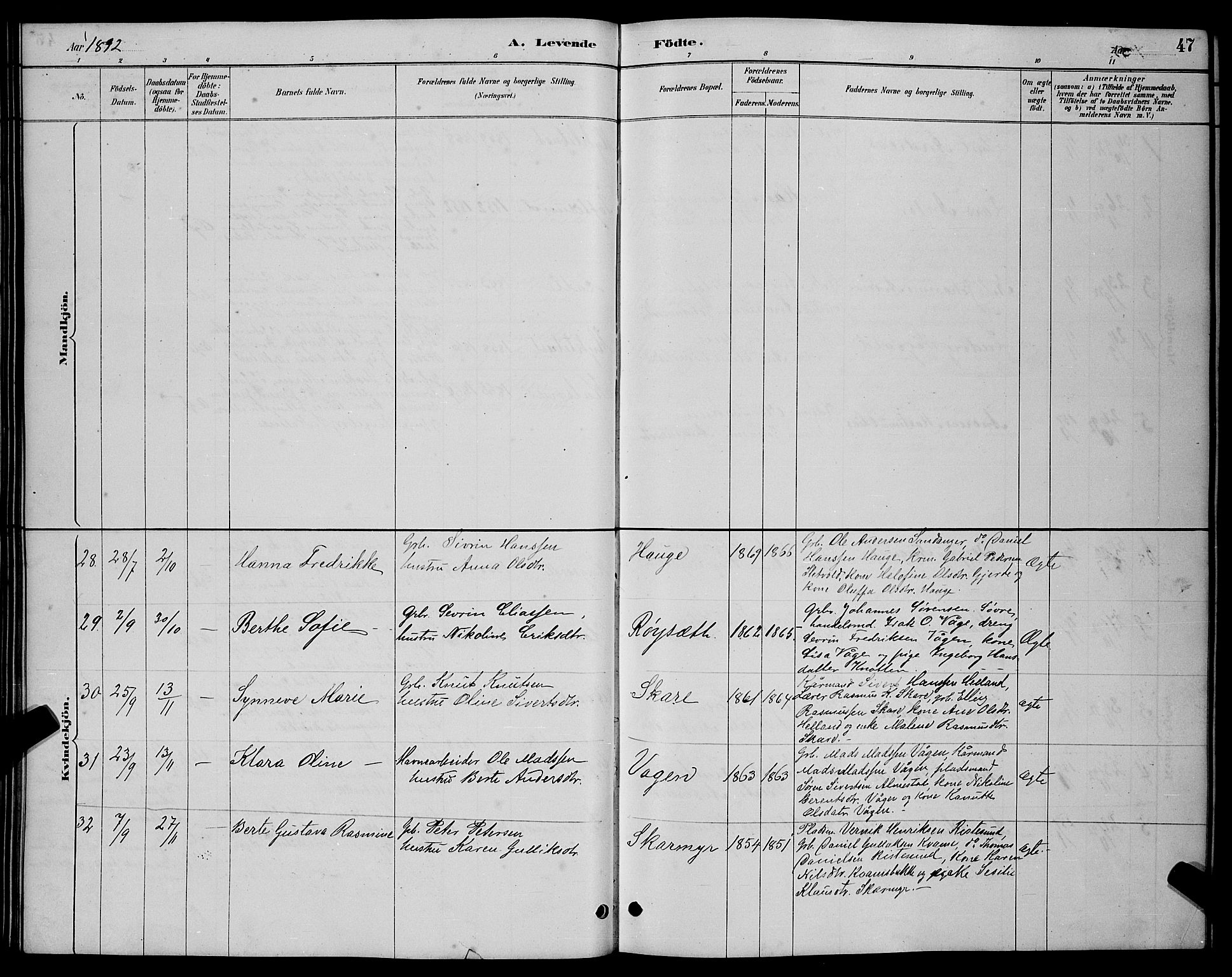 Ministerialprotokoller, klokkerbøker og fødselsregistre - Møre og Romsdal, AV/SAT-A-1454/503/L0048: Klokkerbok nr. 503C03, 1885-1893, s. 47