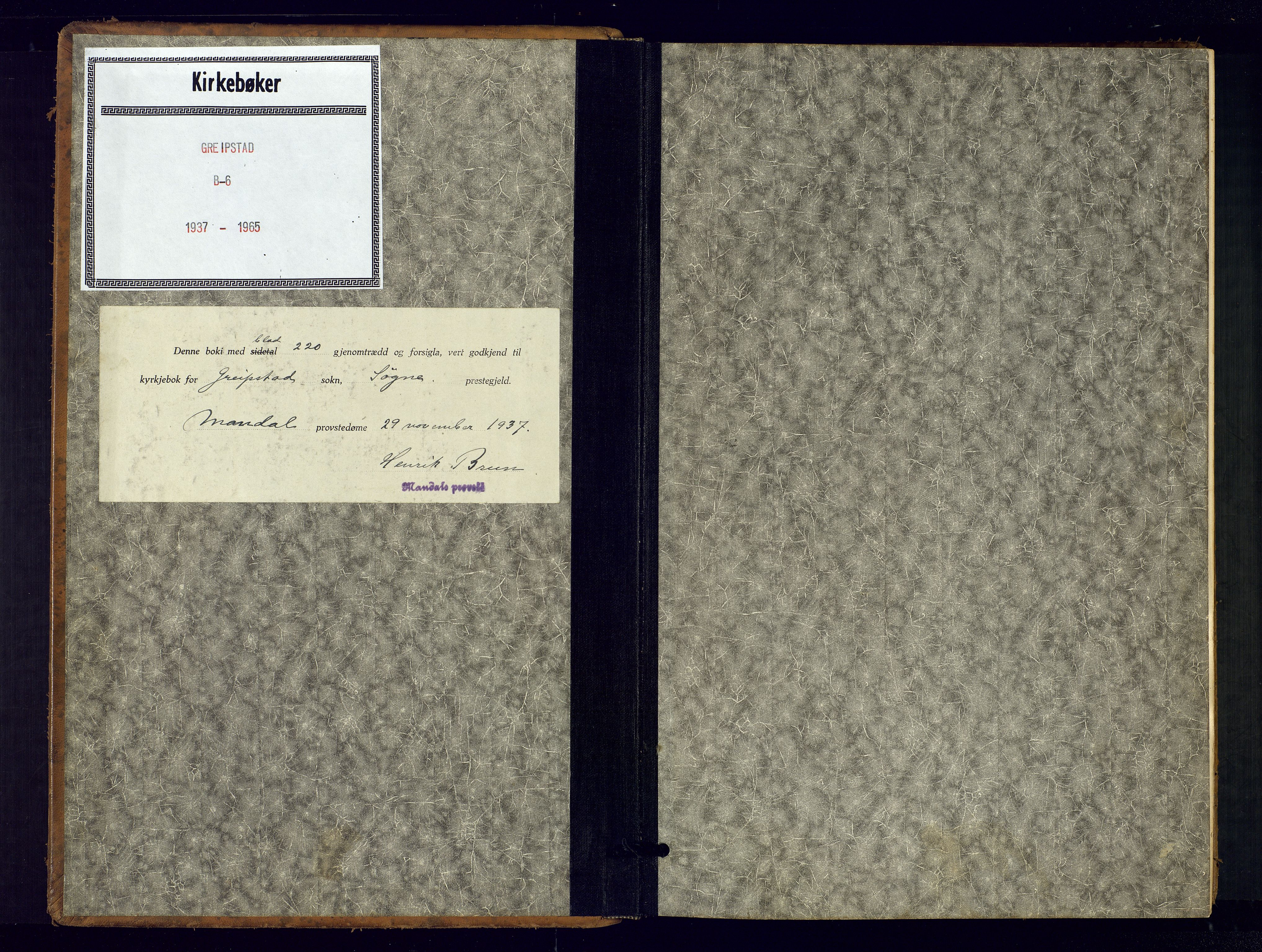 Søgne sokneprestkontor, SAK/1111-0037/F/Fb/Fba/L0006: Klokkerbok nr. B-6, 1937-1966
