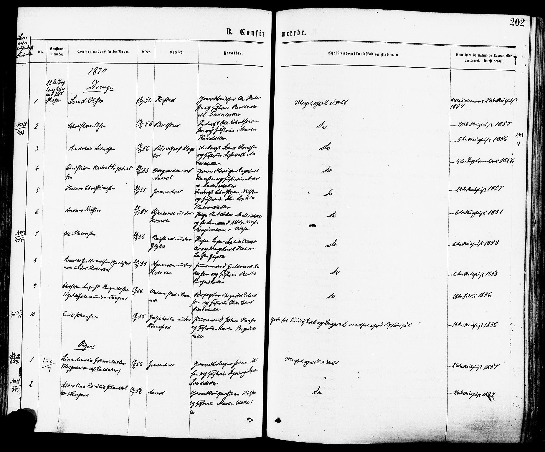Høland prestekontor Kirkebøker, SAO/A-10346a/F/Fa/L0012.a: Ministerialbok nr. I 12A, 1869-1879, s. 202