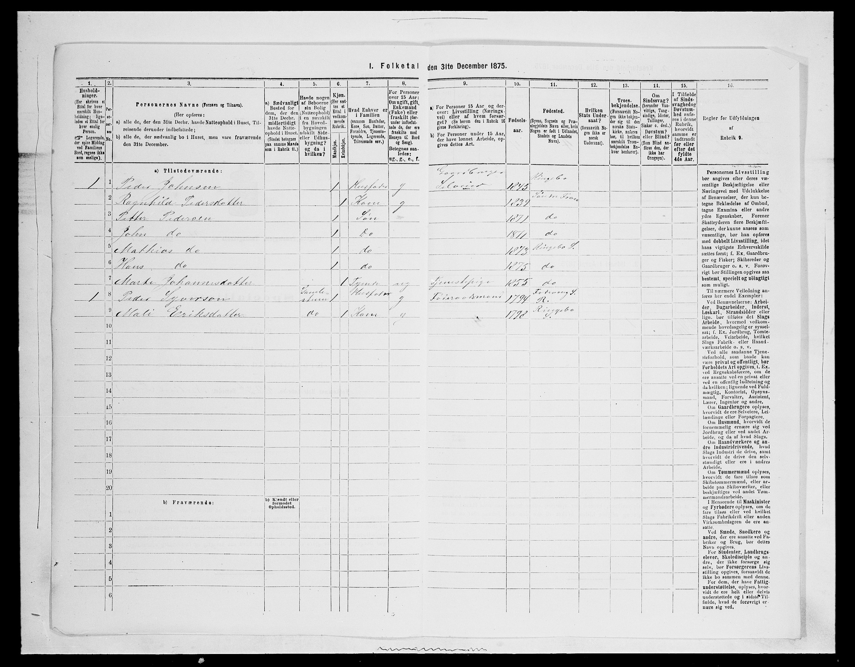 SAH, Folketelling 1875 for 0520P Ringebu prestegjeld, 1875, s. 1327