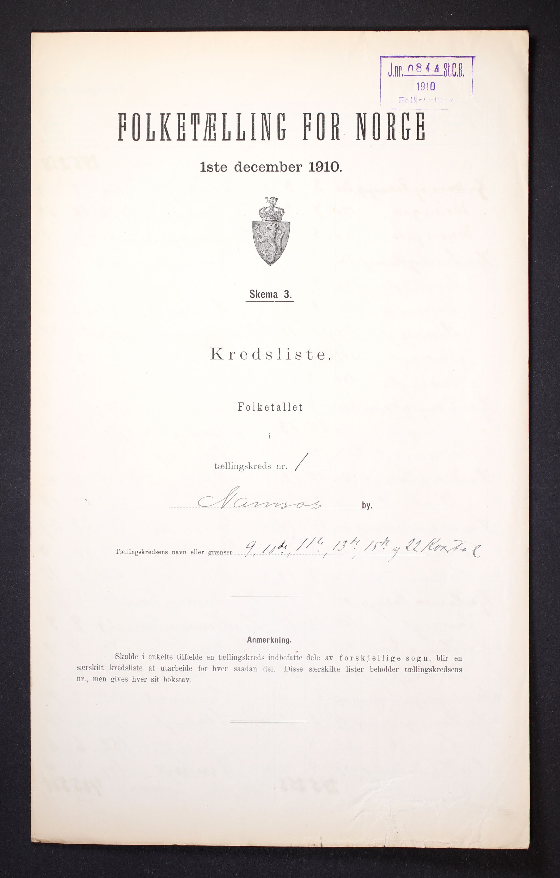 RA, Folketelling 1910 for 1703 Namsos ladested, 1910, s. 5