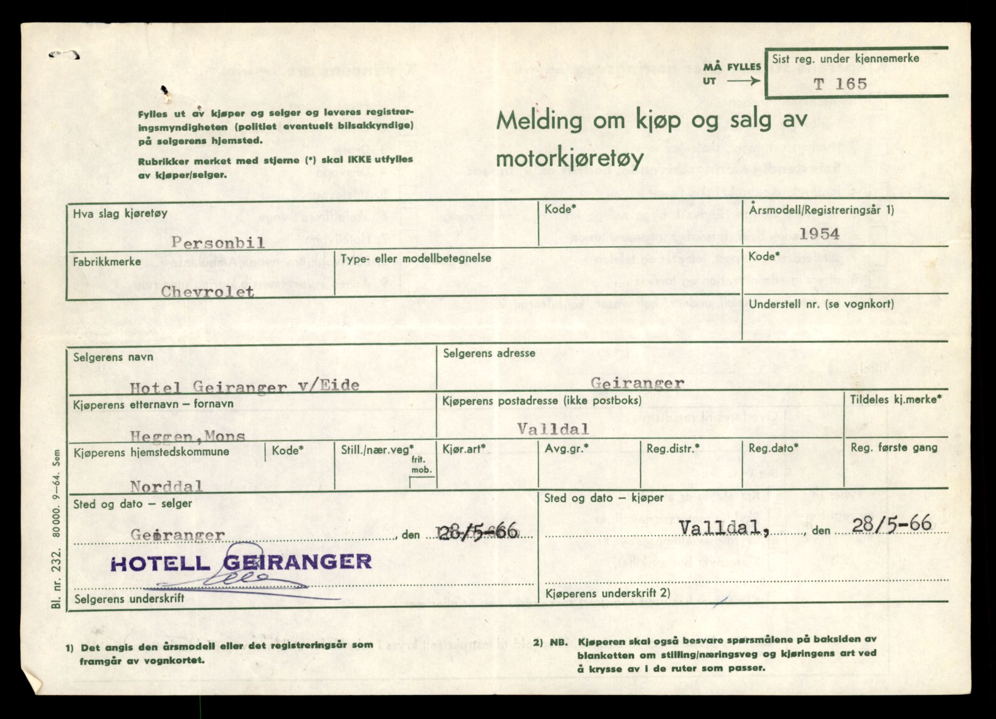 Møre og Romsdal vegkontor - Ålesund trafikkstasjon, AV/SAT-A-4099/F/Fe/L0002: Registreringskort for kjøretøy T 128 - T 231, 1927-1998, s. 1260