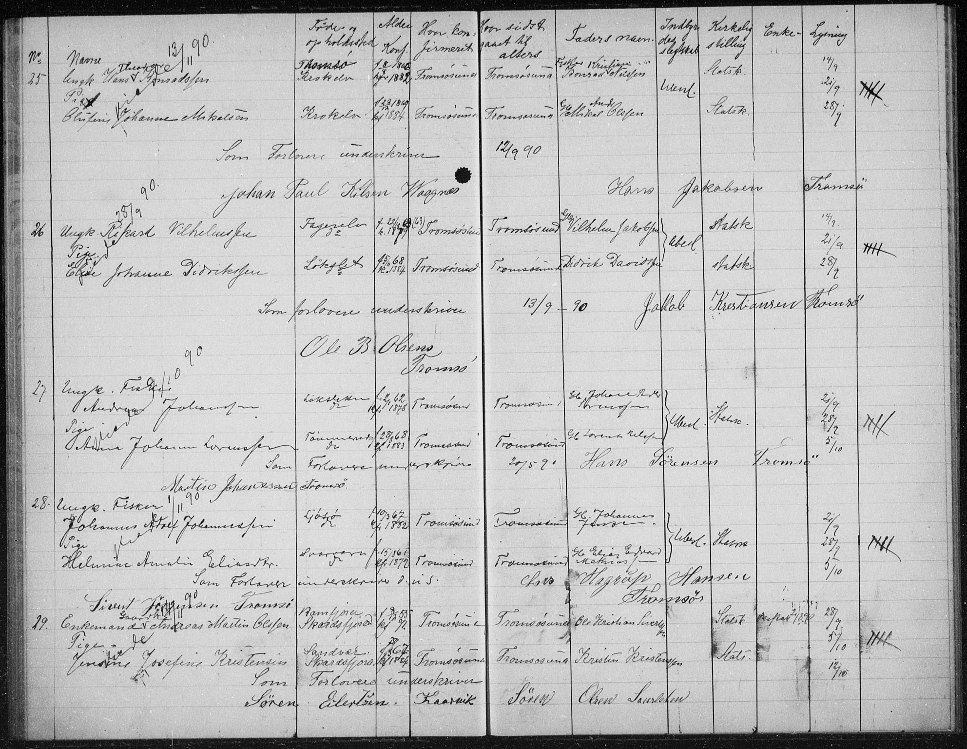 Tromsøysund sokneprestkontor, AV/SATØ-S-1304/H/Hc/L0057: Lysningsprotokoll nr. 57, 1887-1894