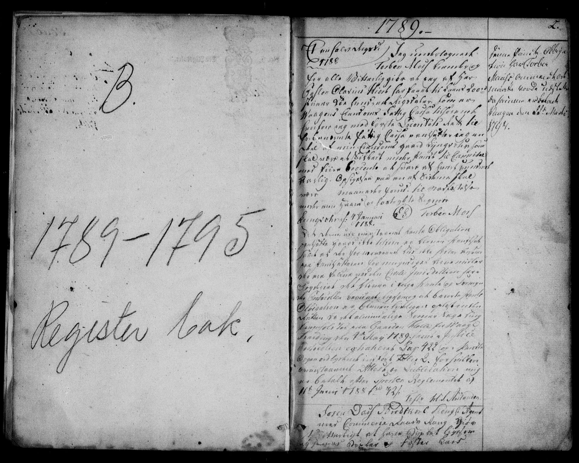 Vesterålen sorenskriveri, SAT/A-4180/1/2/2Ca/L0002: Pantebok nr. B, 1789-1795, s. 2