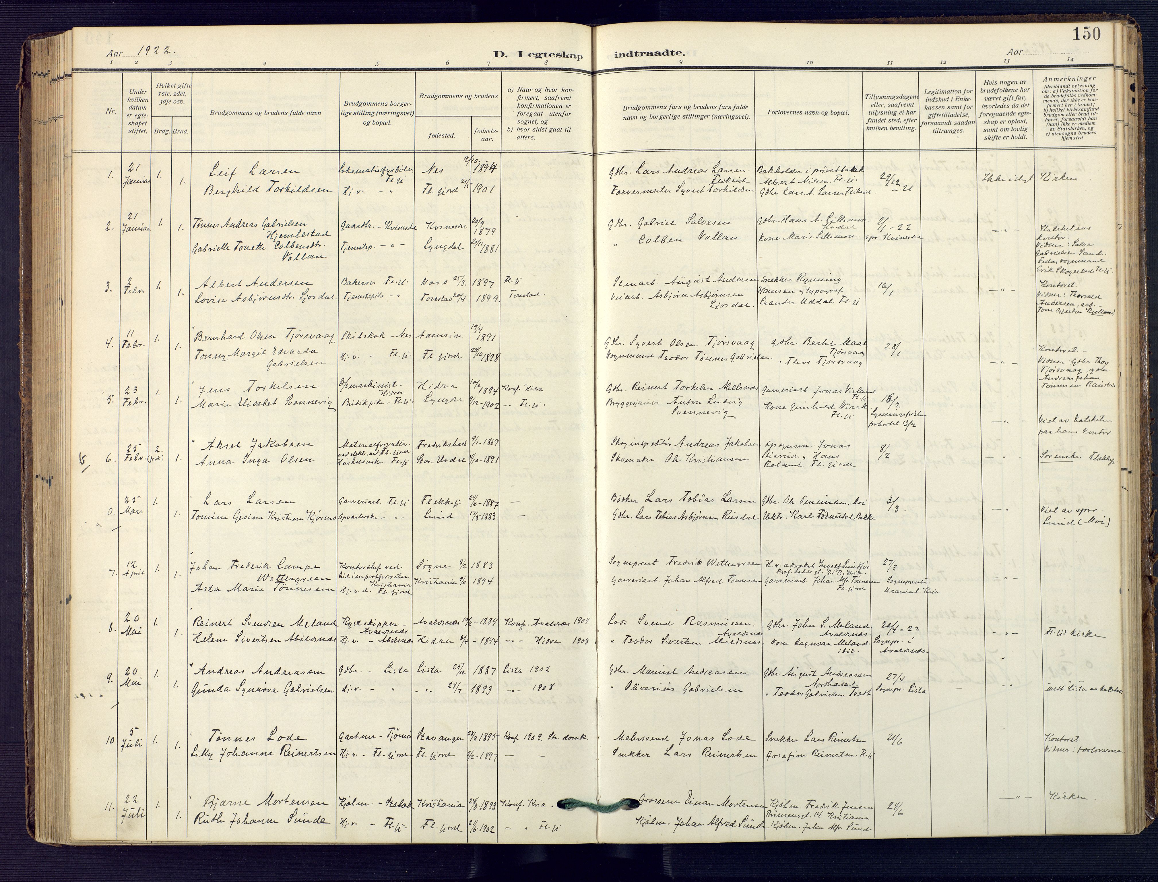 Flekkefjord sokneprestkontor, AV/SAK-1111-0012/F/Fa/Faa/L0003: Ministerialbok nr. A 3, 1913-1928, s. 150