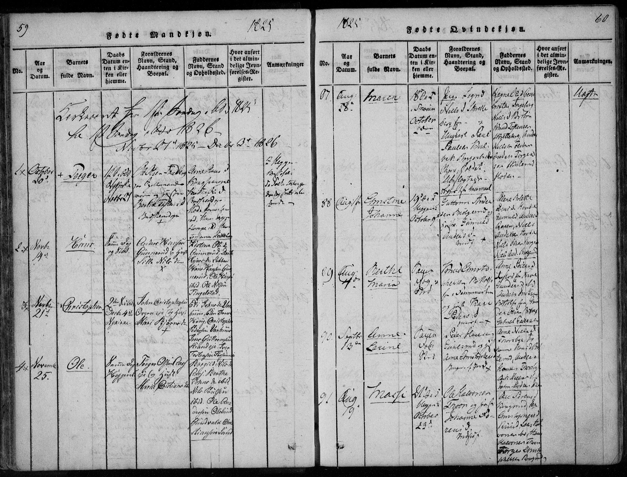 Modum kirkebøker, AV/SAKO-A-234/F/Fa/L0005: Ministerialbok nr. 5, 1824-1841, s. 59-60