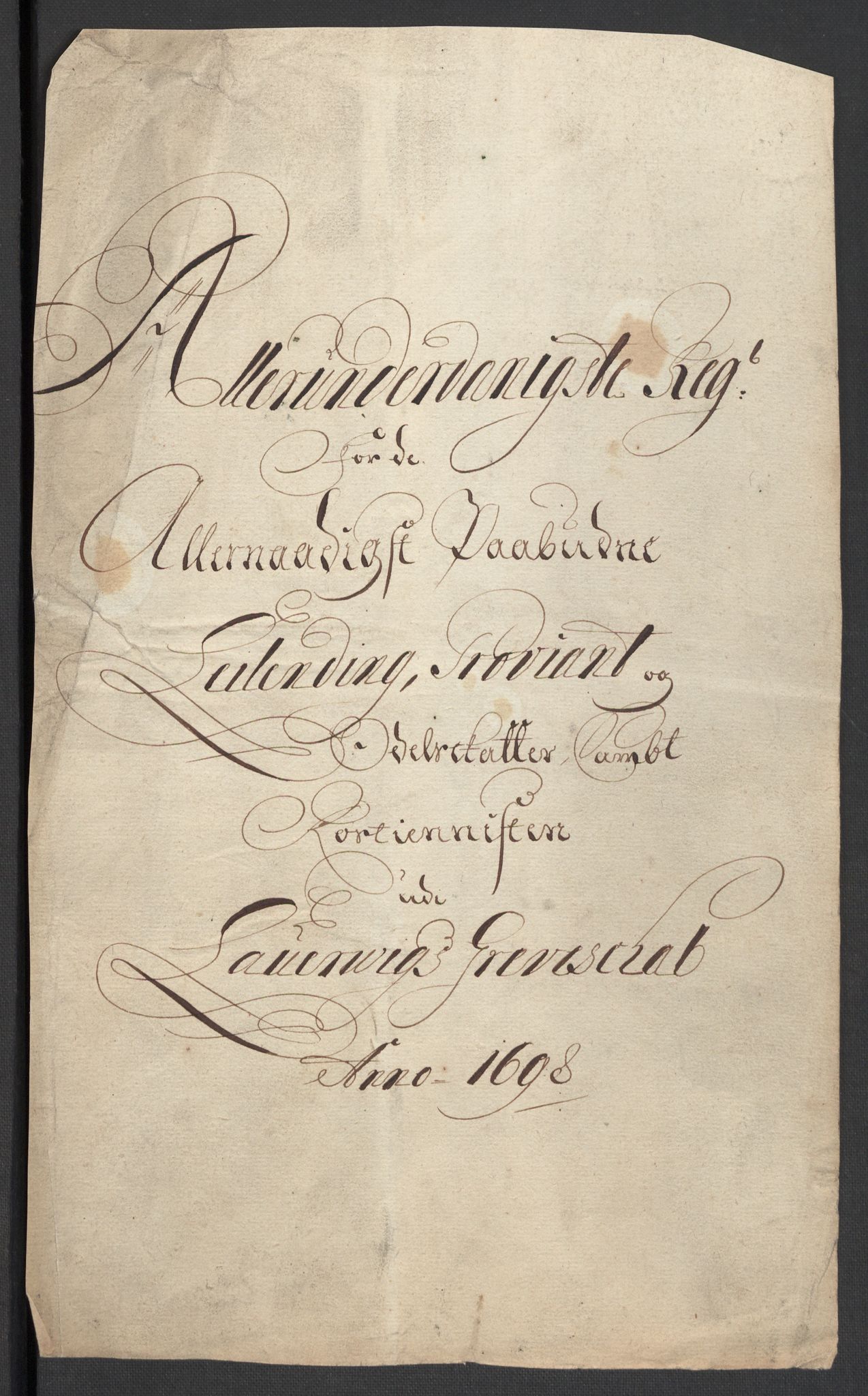 Rentekammeret inntil 1814, Reviderte regnskaper, Fogderegnskap, AV/RA-EA-4092/R33/L1976: Fogderegnskap Larvik grevskap, 1698-1701, s. 18