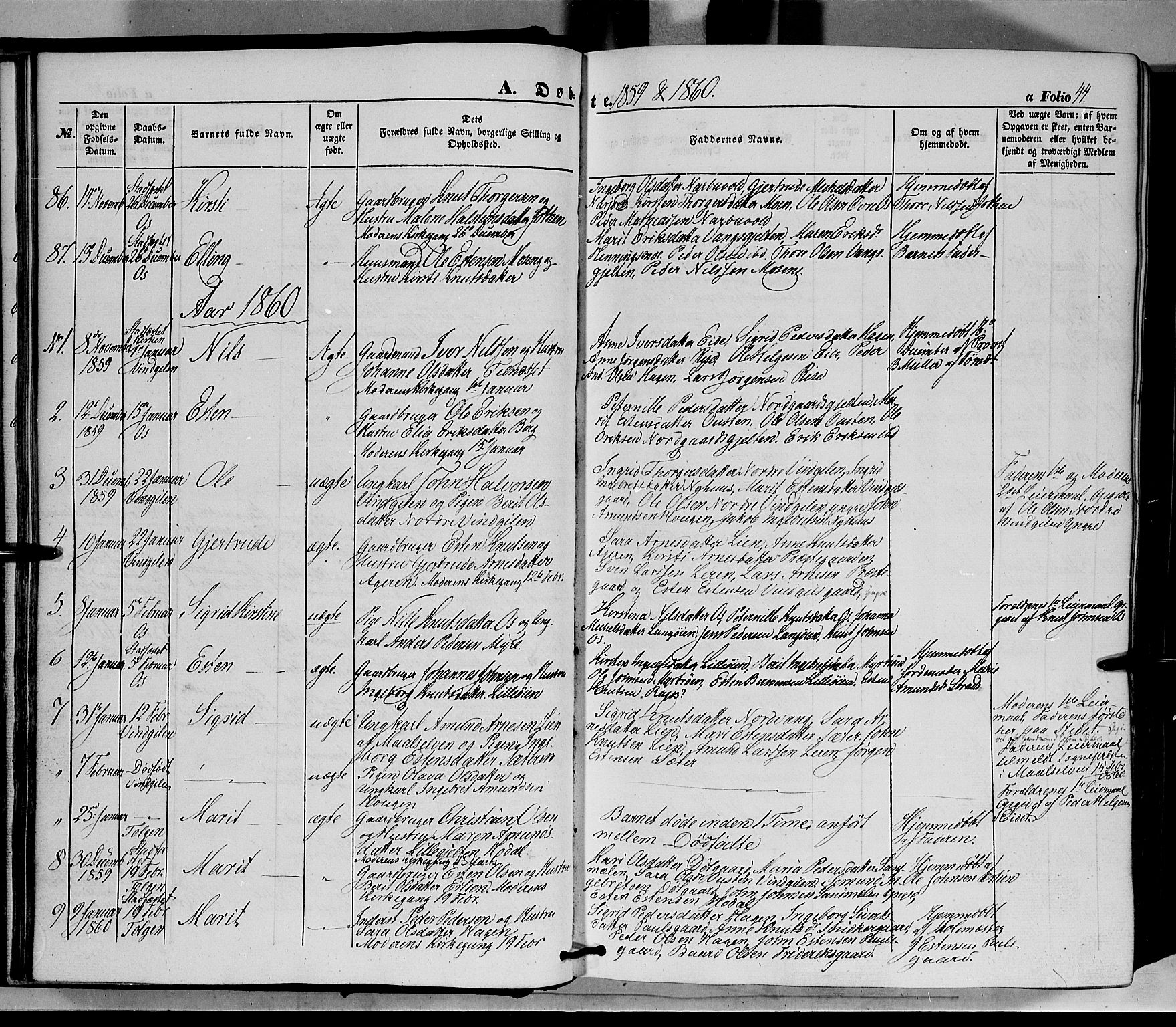 Tolga prestekontor, AV/SAH-PREST-062/K/L0006: Ministerialbok nr. 6, 1852-1876, s. 44