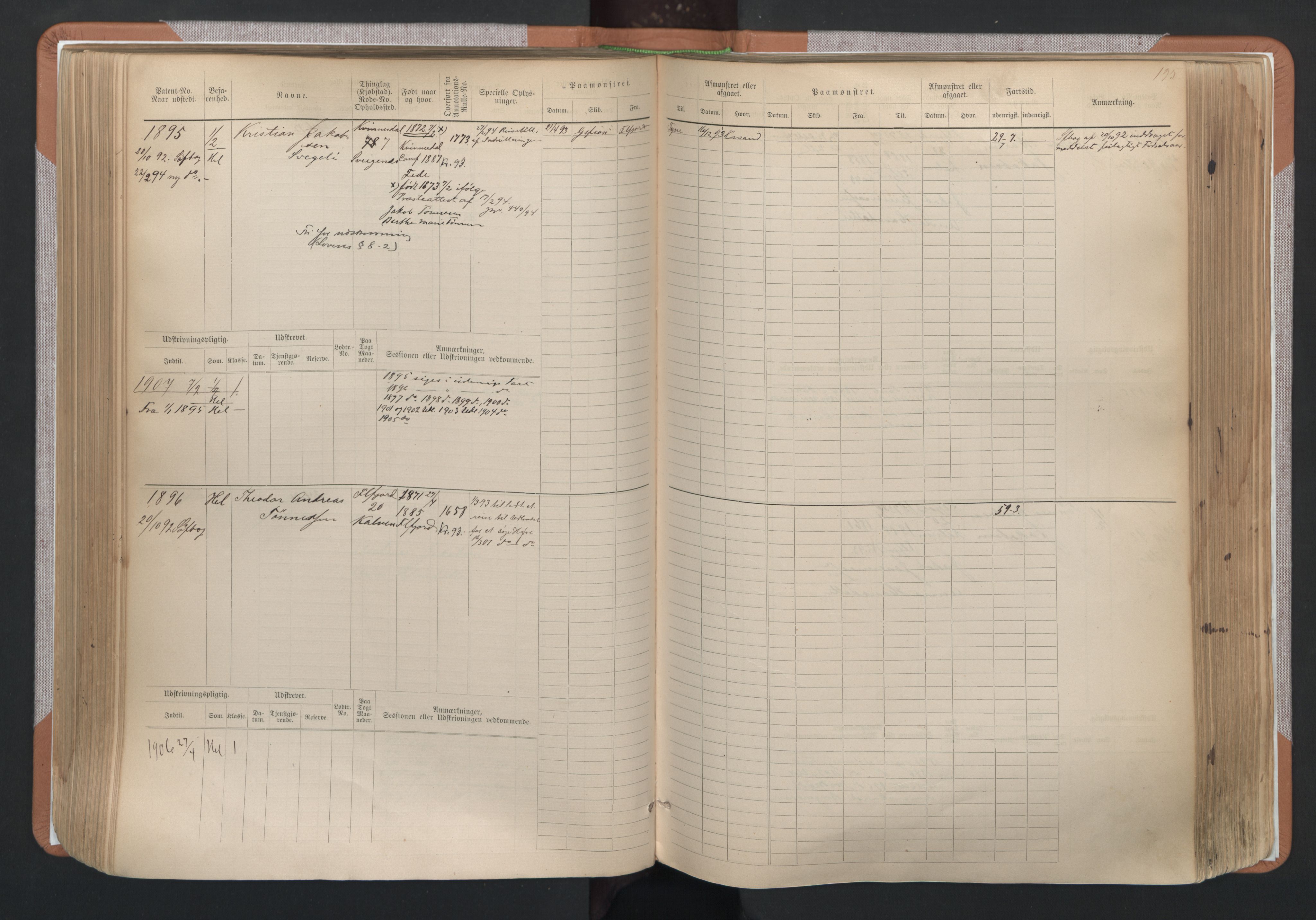 Flekkefjord mønstringskrets, AV/SAK-2031-0018/F/Fb/L0003: Hovedrulle nr 1515-2326, N-6, 1885-1934, s. 197