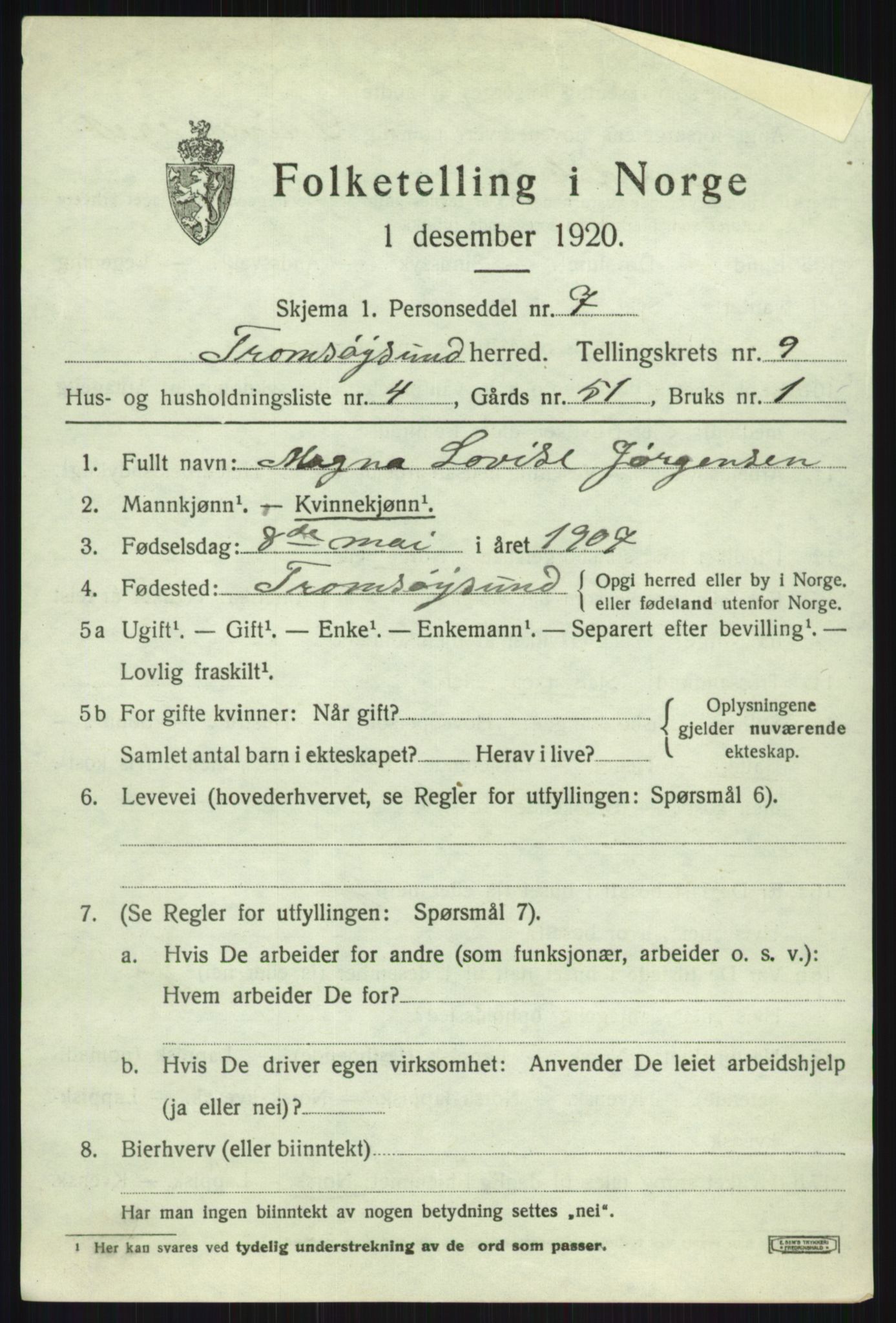 SATØ, Folketelling 1920 for 1934 Tromsøysund herred, 1920, s. 6570