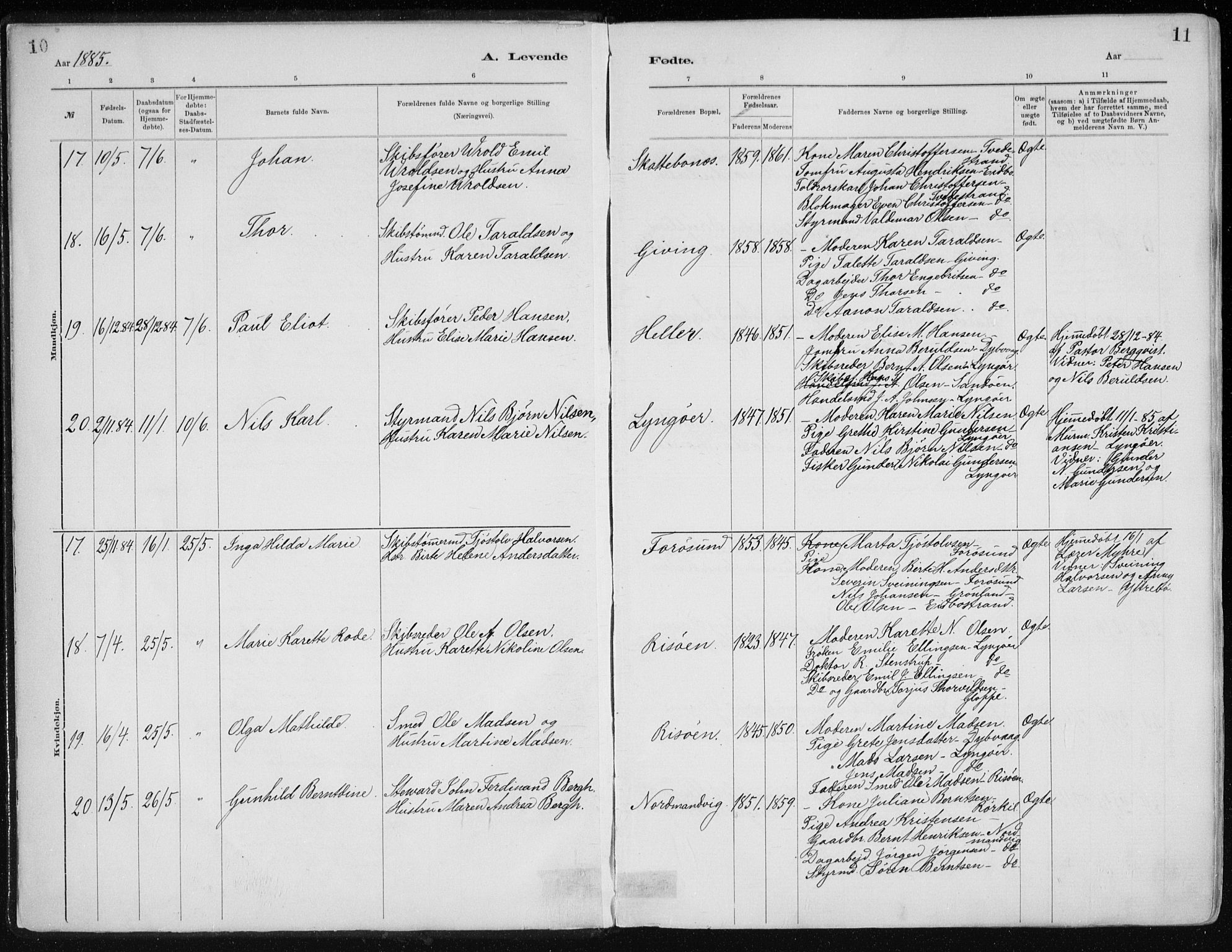 Dypvåg sokneprestkontor, AV/SAK-1111-0007/F/Fa/Faa/L0008: Ministerialbok nr. A 8, 1885-1906, s. 10-11