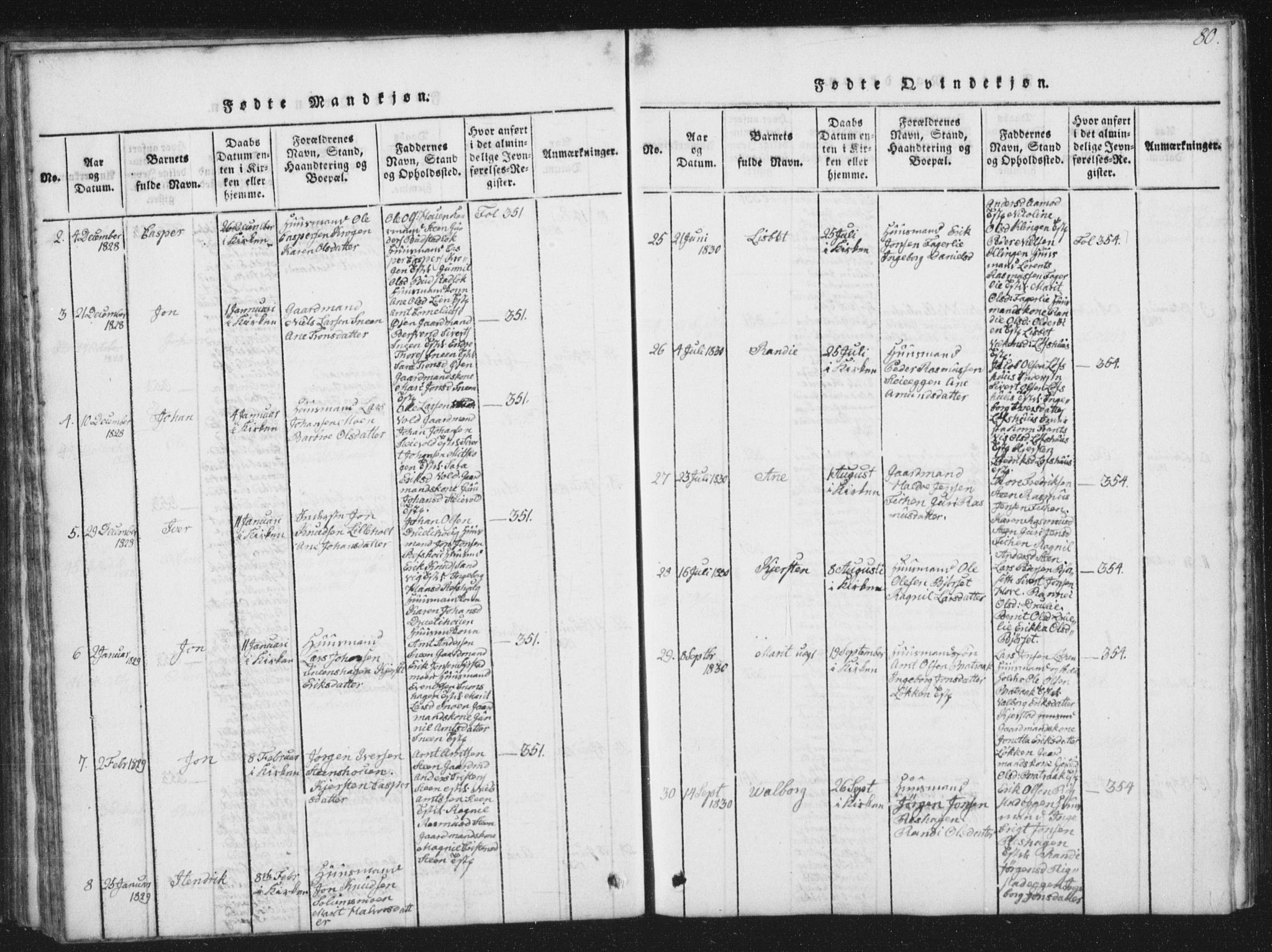 Ministerialprotokoller, klokkerbøker og fødselsregistre - Sør-Trøndelag, SAT/A-1456/672/L0862: Klokkerbok nr. 672C01, 1816-1831, s. 80