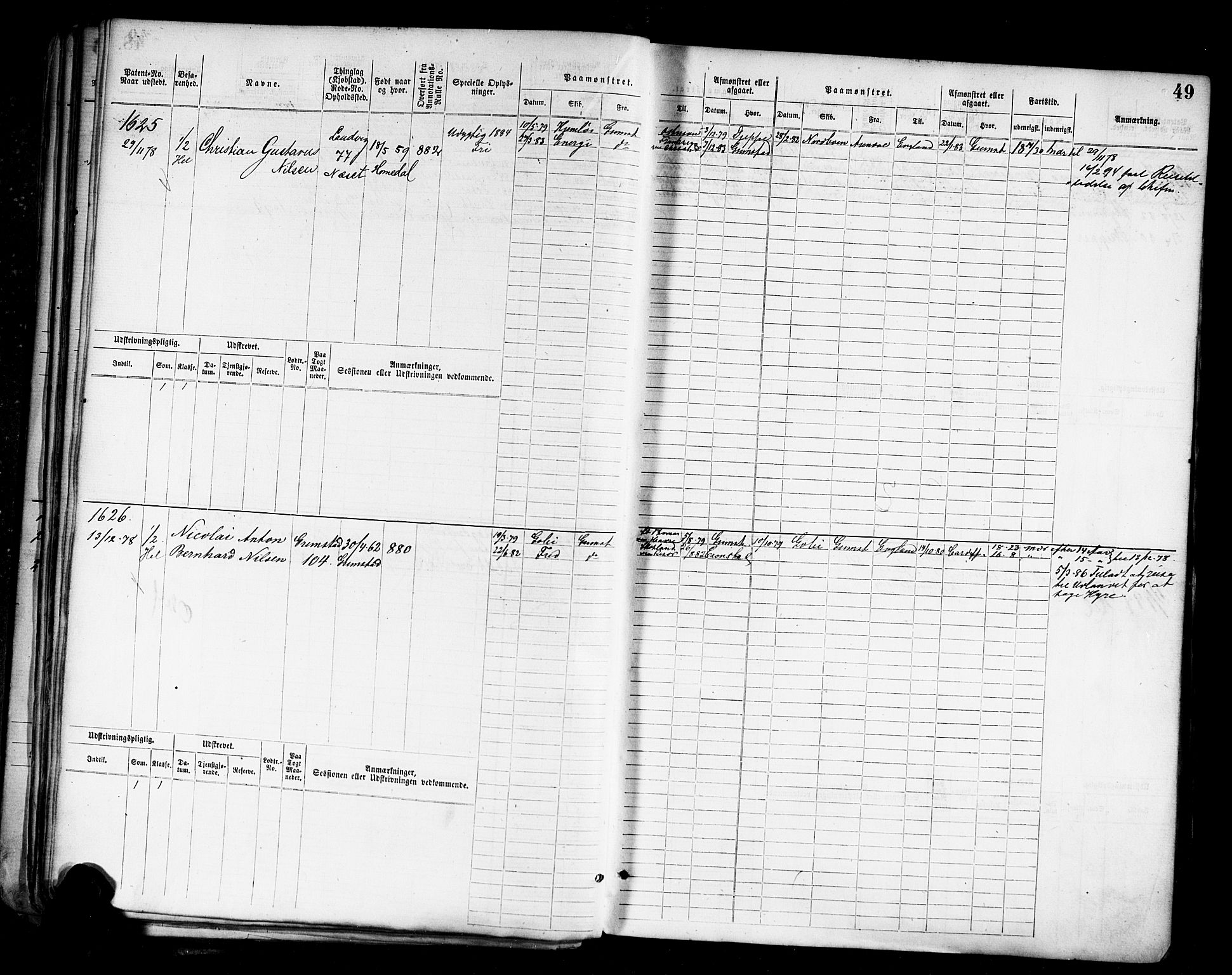 Grimstad mønstringskrets, AV/SAK-2031-0013/F/Fb/L0011: Hovedrulle nr 1529-2290, V-24, 1877-1889, s. 52