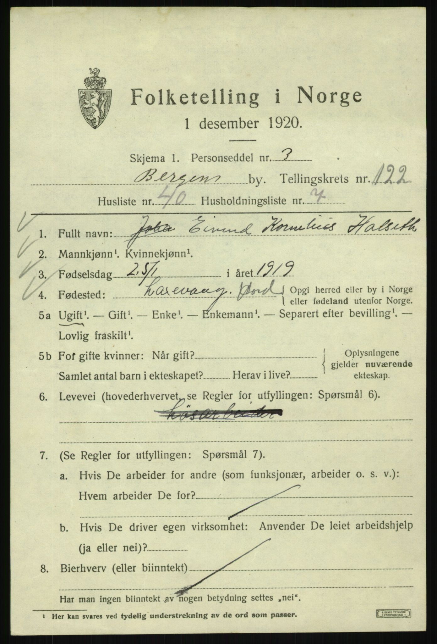 SAB, Folketelling 1920 for 1301 Bergen kjøpstad, 1920, s. 206532