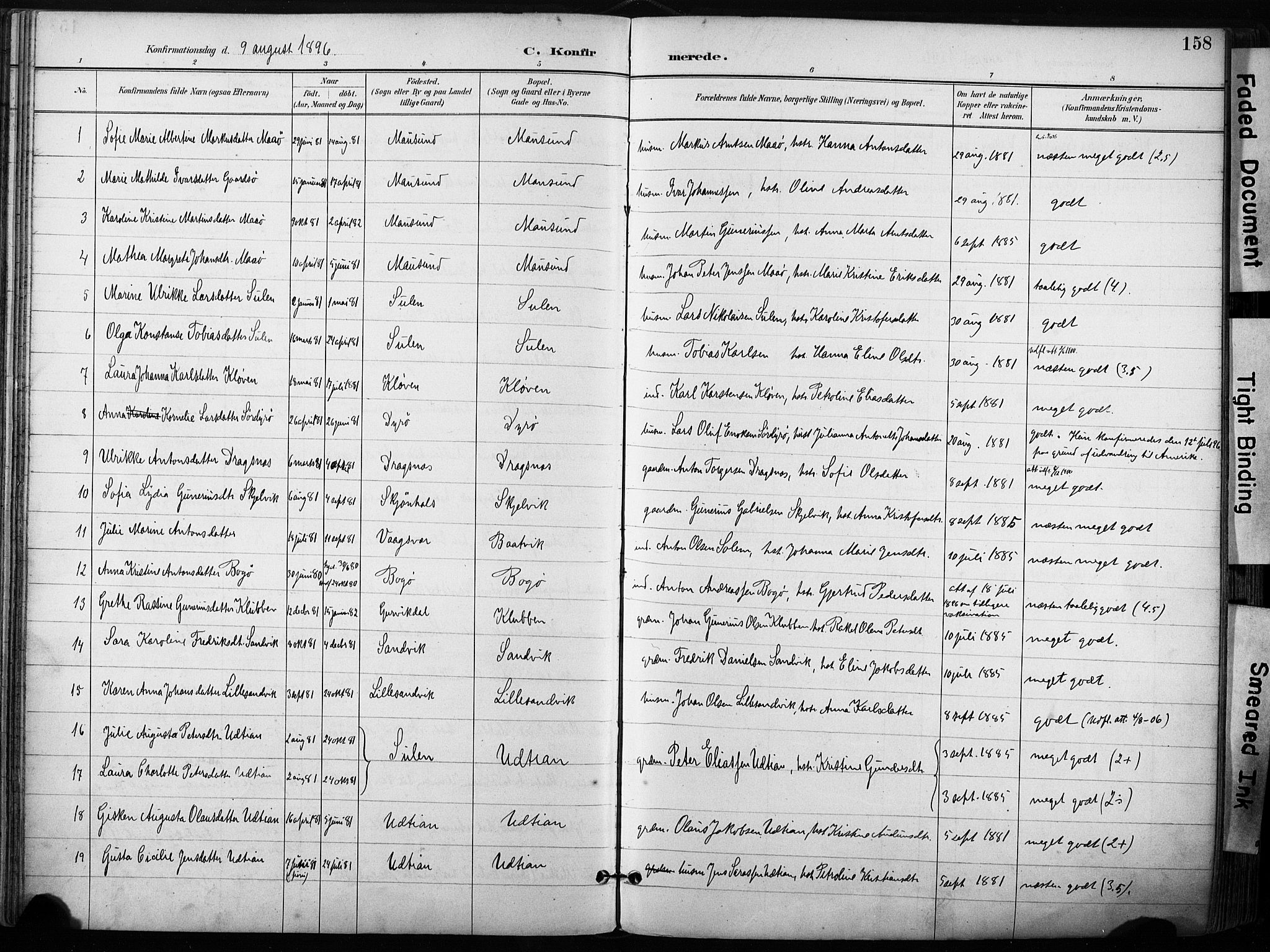 Ministerialprotokoller, klokkerbøker og fødselsregistre - Sør-Trøndelag, SAT/A-1456/640/L0579: Ministerialbok nr. 640A04, 1889-1902, s. 158