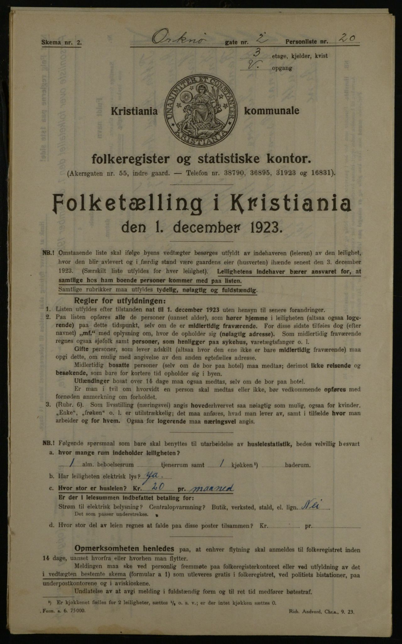 OBA, Kommunal folketelling 1.12.1923 for Kristiania, 1923, s. 83846