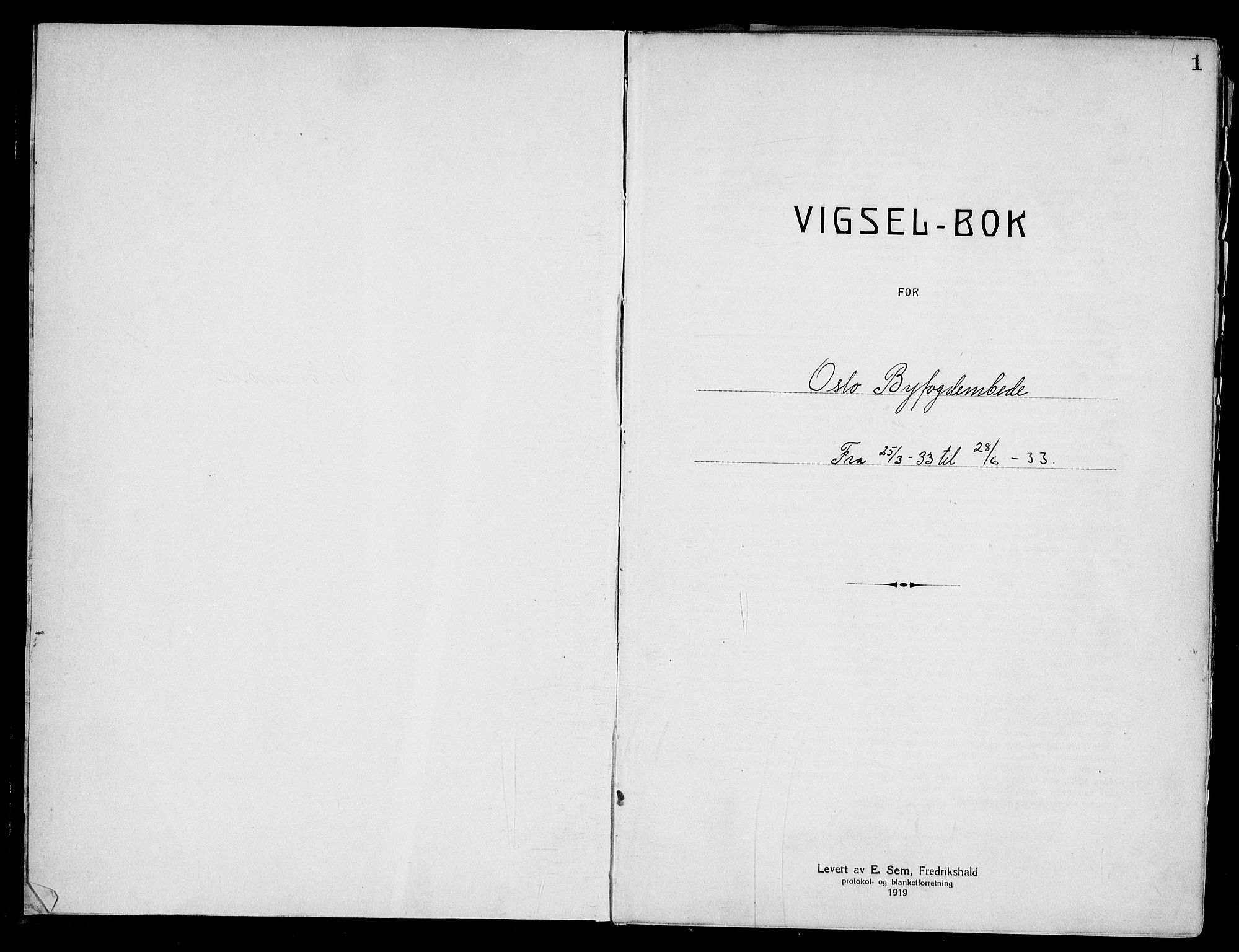 Oslo byfogd avd. I, AV/SAO-A-10220/L/Lb/Lbb/L0023: Notarialprotokoll, rekke II: Vigsler, 1933-1934, s. 1a