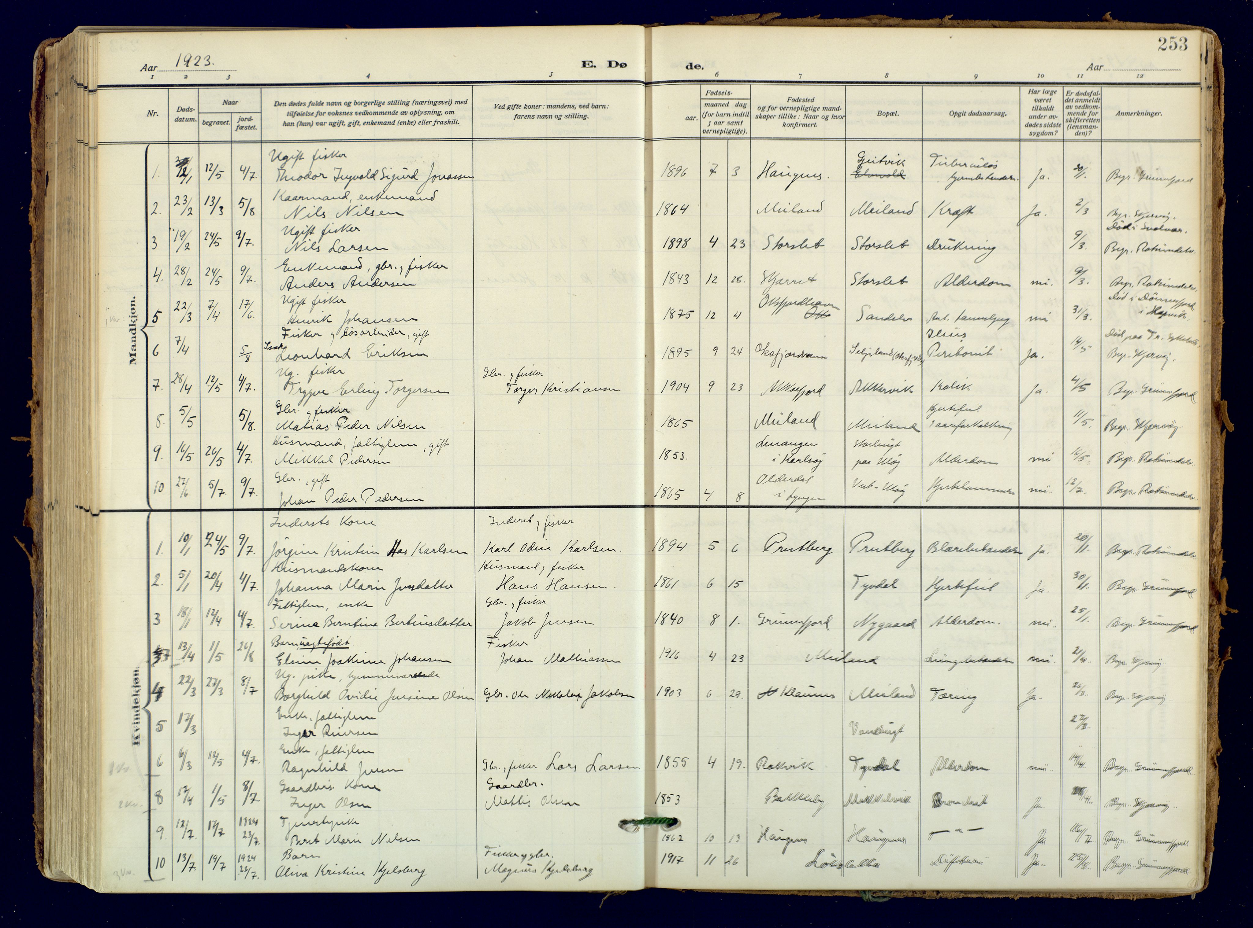 Skjervøy sokneprestkontor, SATØ/S-1300/H/Ha/Haa: Ministerialbok nr. 18, 1910-1926, s. 253