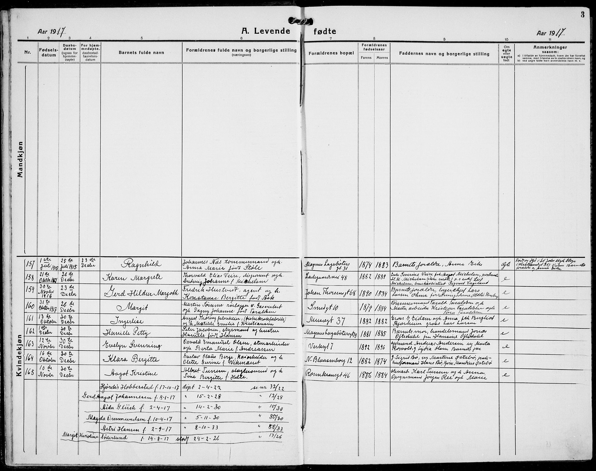 St. Petri sokneprestkontor, AV/SAST-A-101813/001/30/30BB/L0011: Klokkerbok nr. B 11, 1917-1940, s. 3