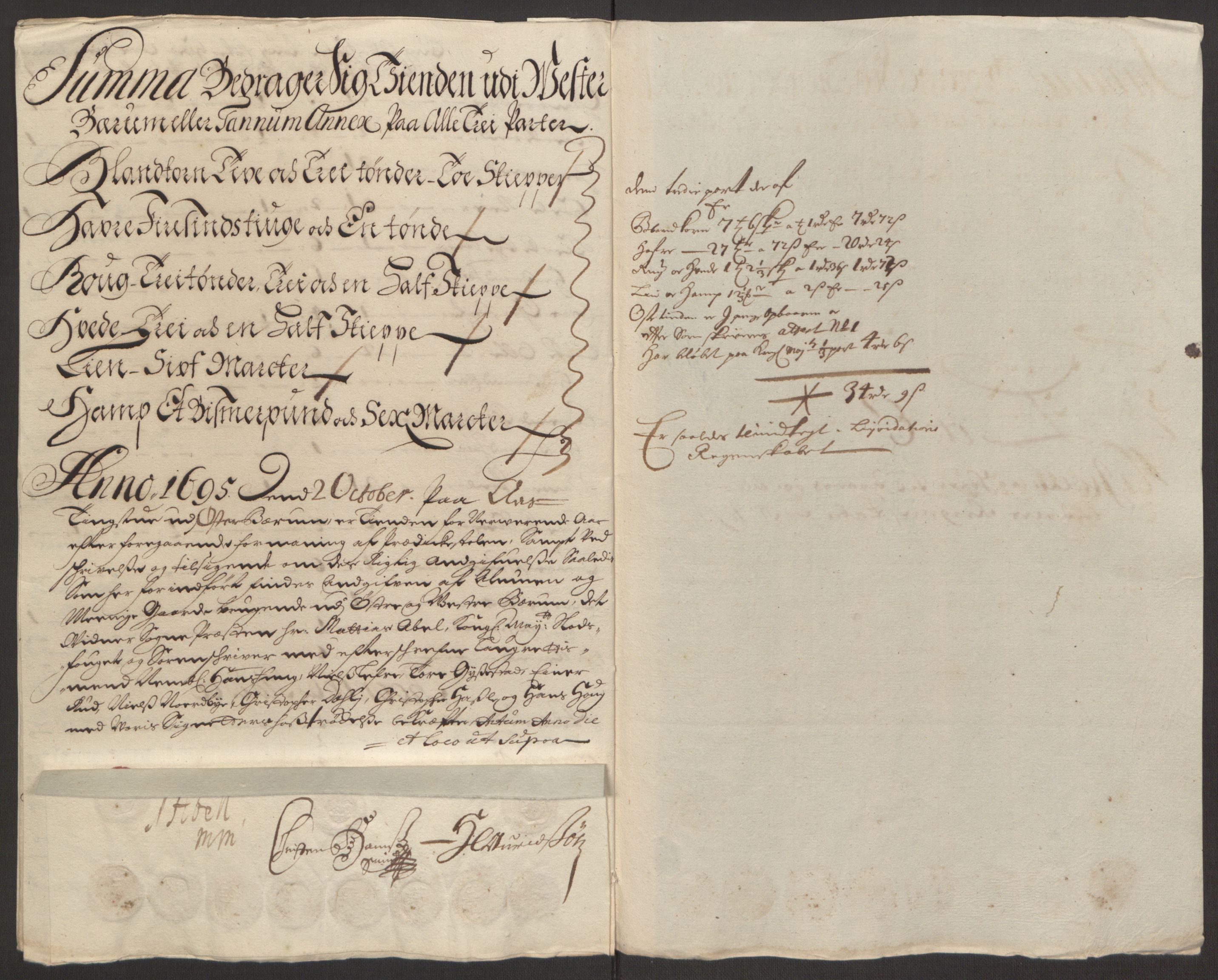 Rentekammeret inntil 1814, Reviderte regnskaper, Fogderegnskap, AV/RA-EA-4092/R10/L0439: Fogderegnskap Aker og Follo, 1695, s. 86