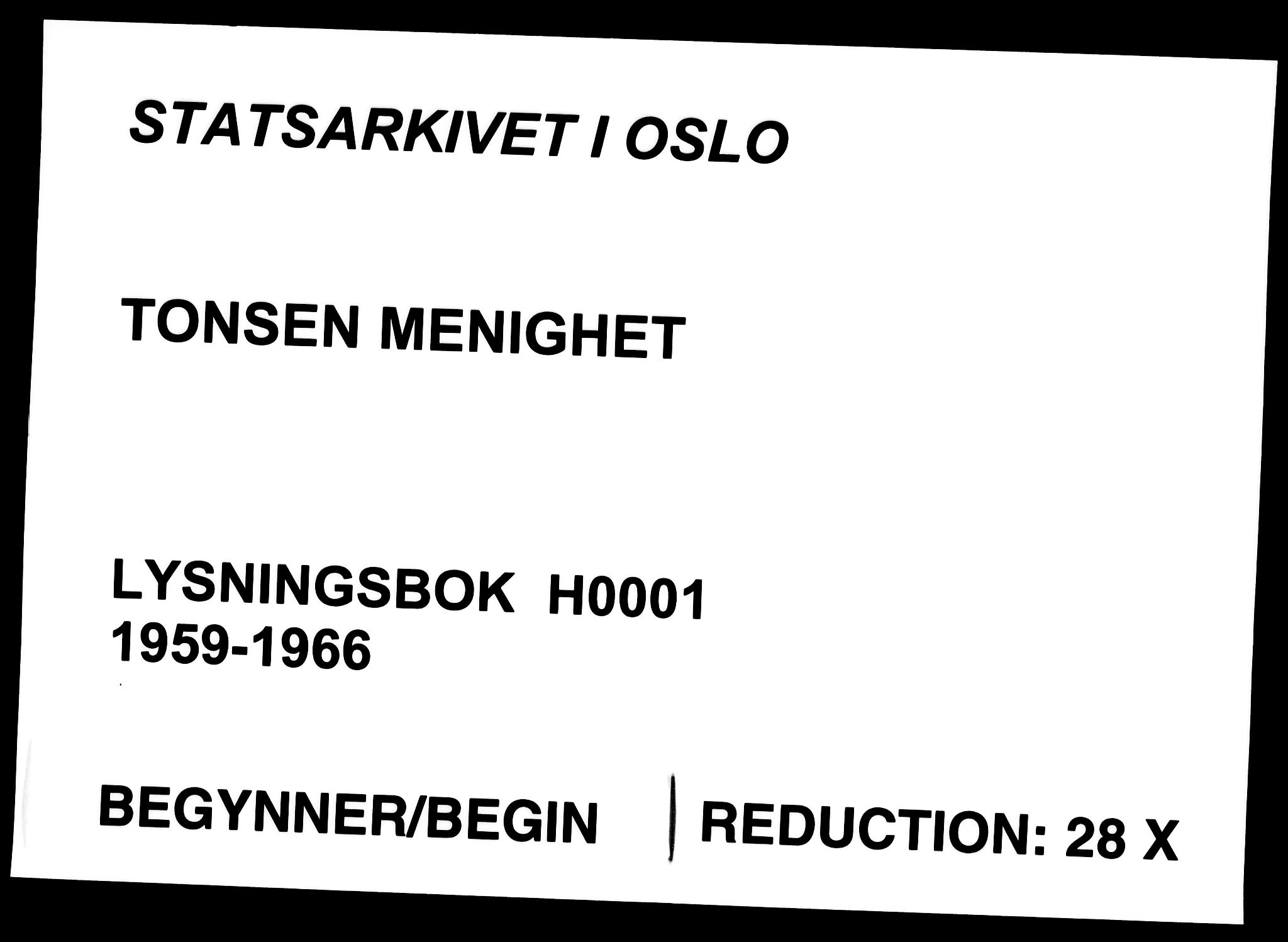 Tonsen prestekontor Kirkebøker, AV/SAO-A-10322a/H/Ha/L0001: Lysningsprotokoll nr. 1, 1959-1966