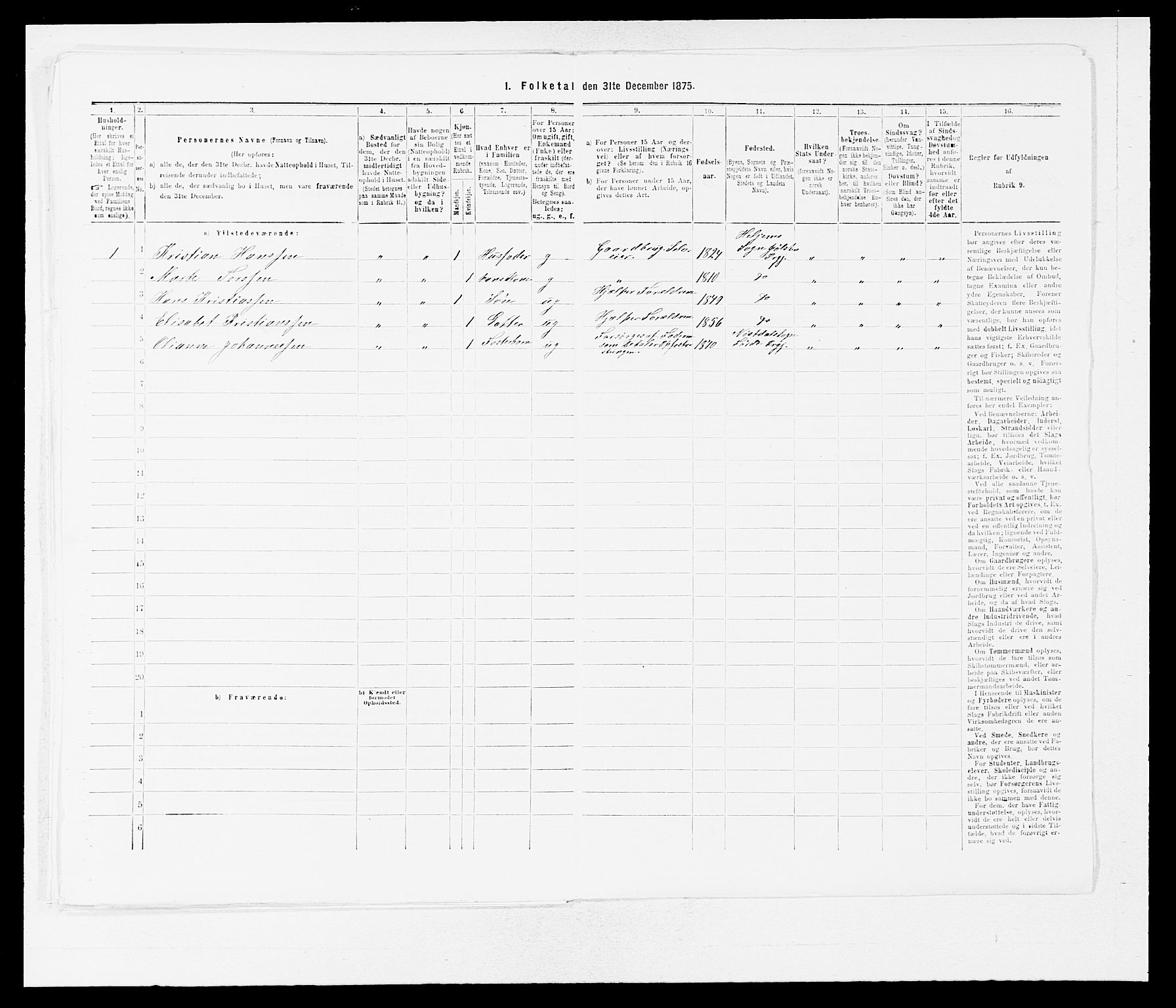 SAB, Folketelling 1875 for 1432P Førde prestegjeld, 1875, s. 1156