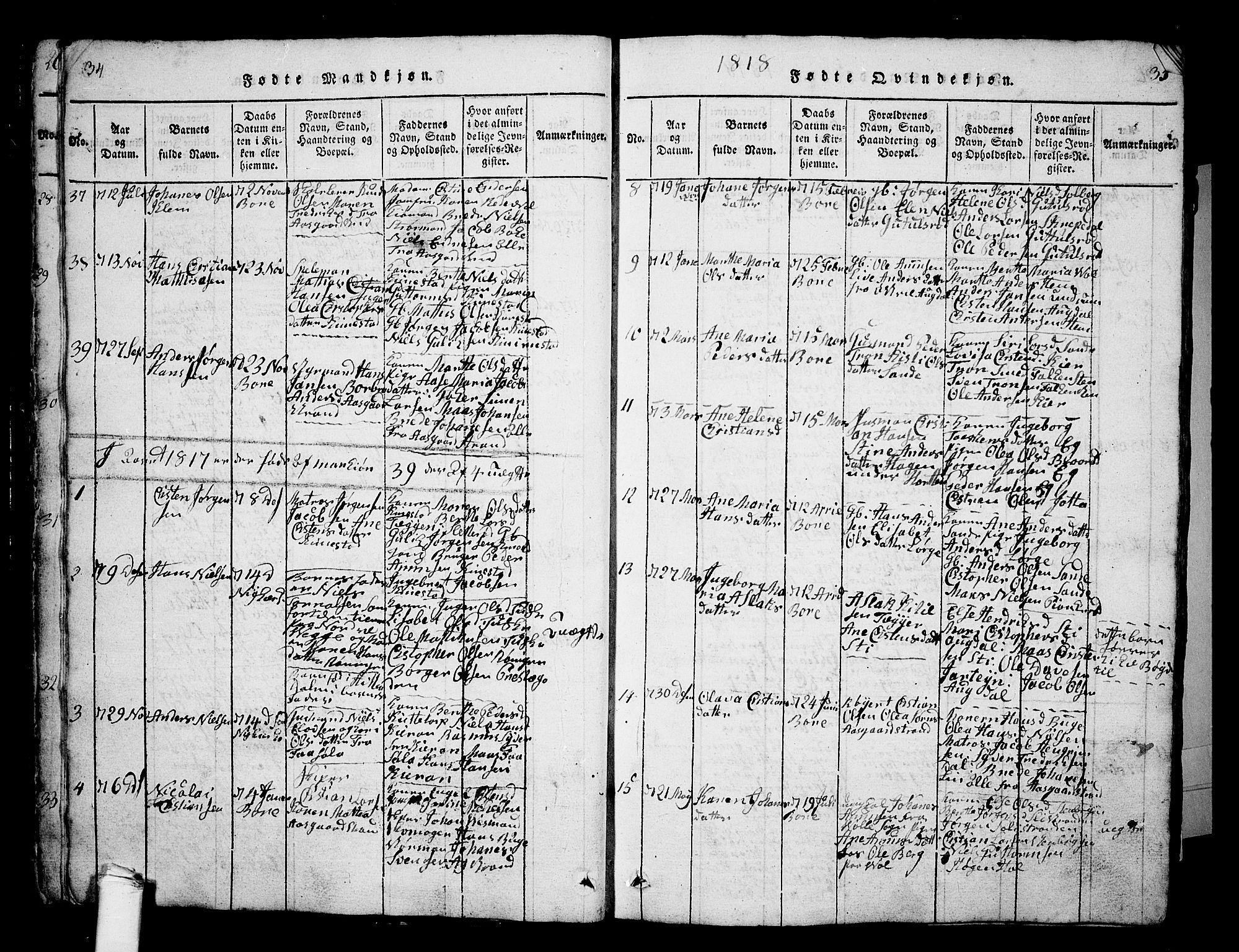 Borre kirkebøker, AV/SAKO-A-338/G/Ga/L0001: Klokkerbok nr. I 1, 1815-1851, s. 34-35